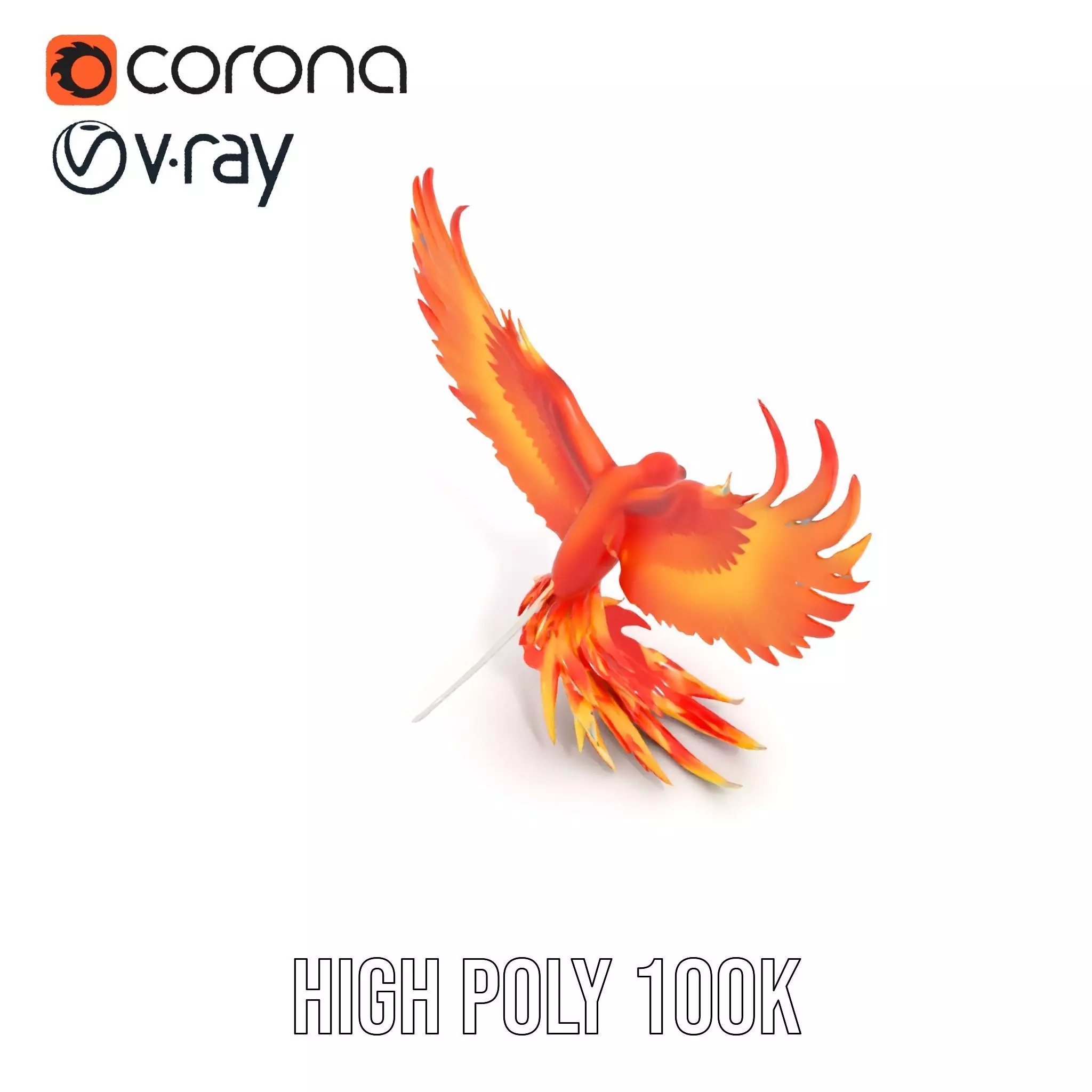 Fiery Phoenix Wings model pack Low-poly 3D model_32