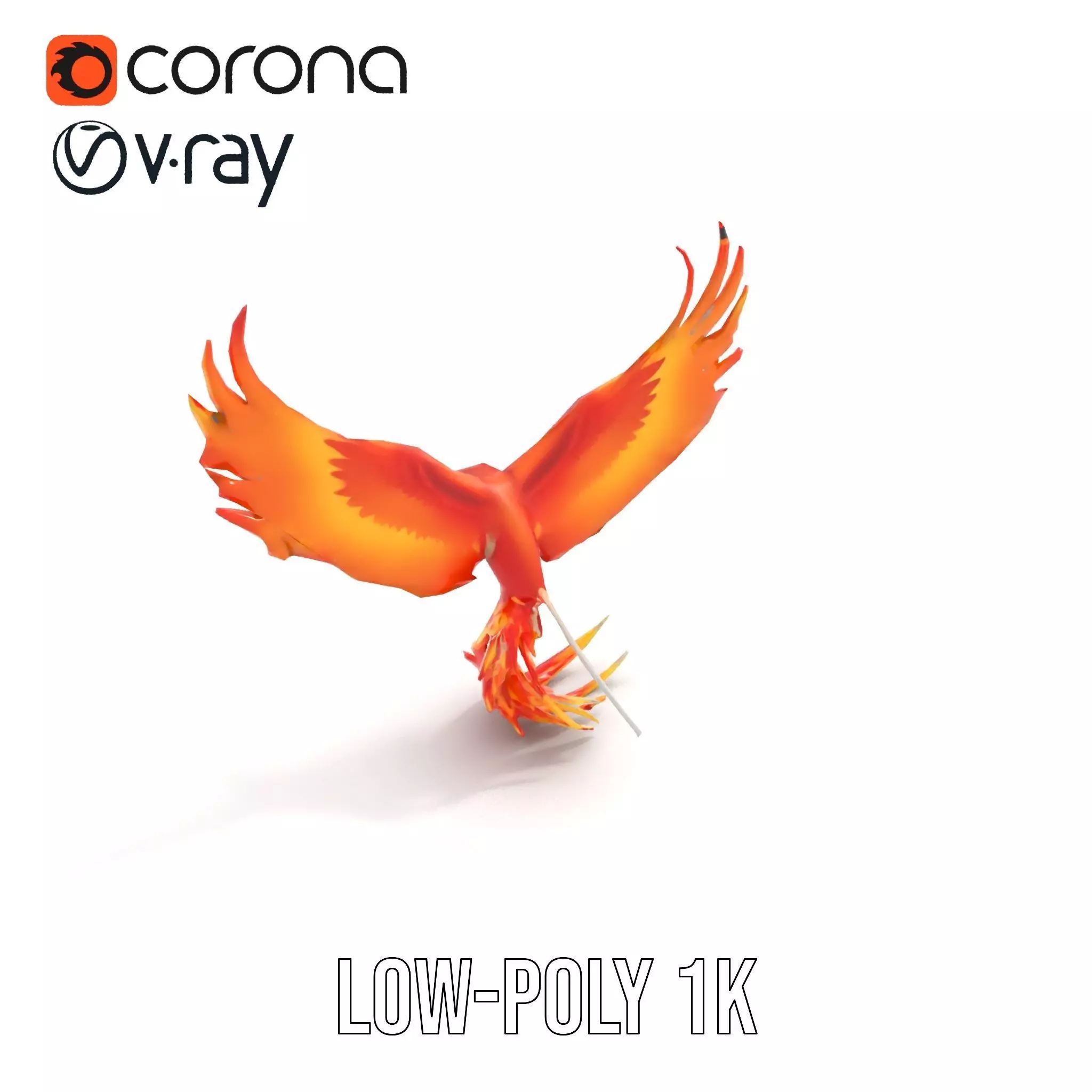 Fiery Phoenix Wings model pack Low-poly 3D model_7