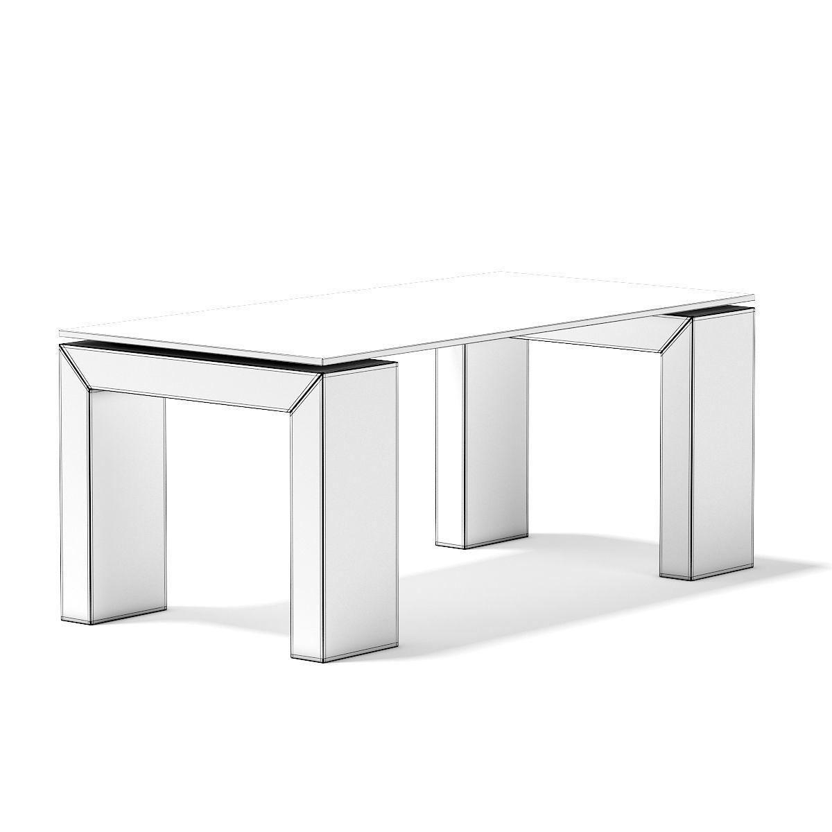 Glass Rectangular Coffee Table 3D model_1