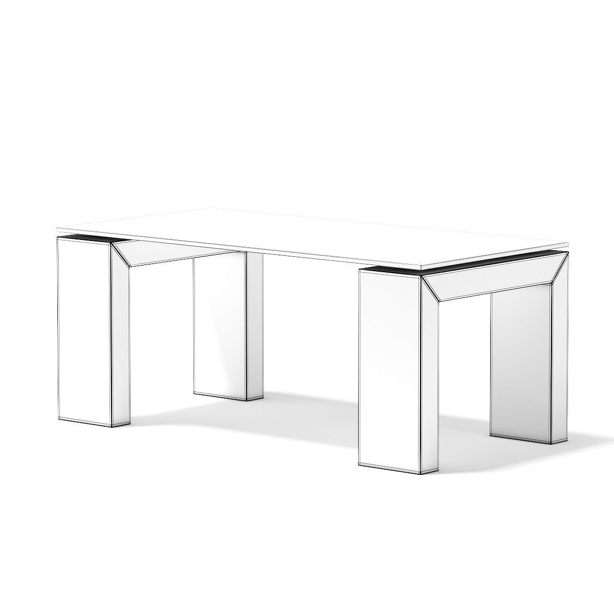 Glass Rectangular Coffee Table 3D model_5