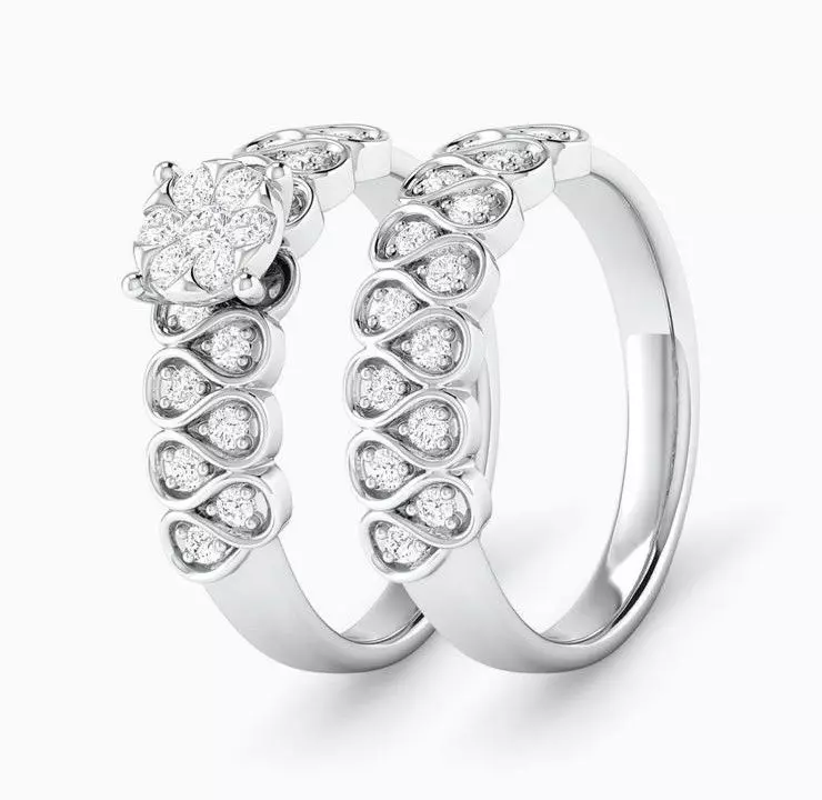 Two-piece bridal set ring 3D print model