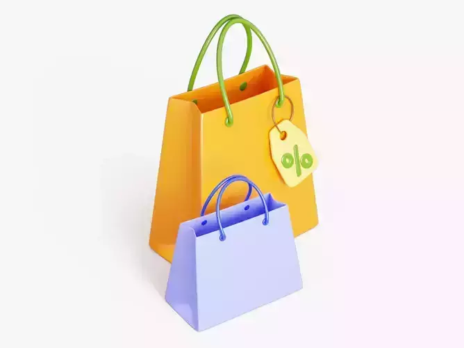 Shopping Bags with Discount Tag 3D model