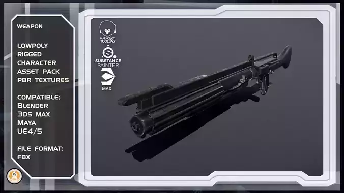 Star wars dc-15c blaster Low-poly 3D model