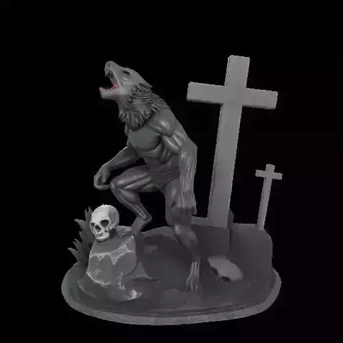 2098COLORFUL Werewolf Howling  3D Model  magic