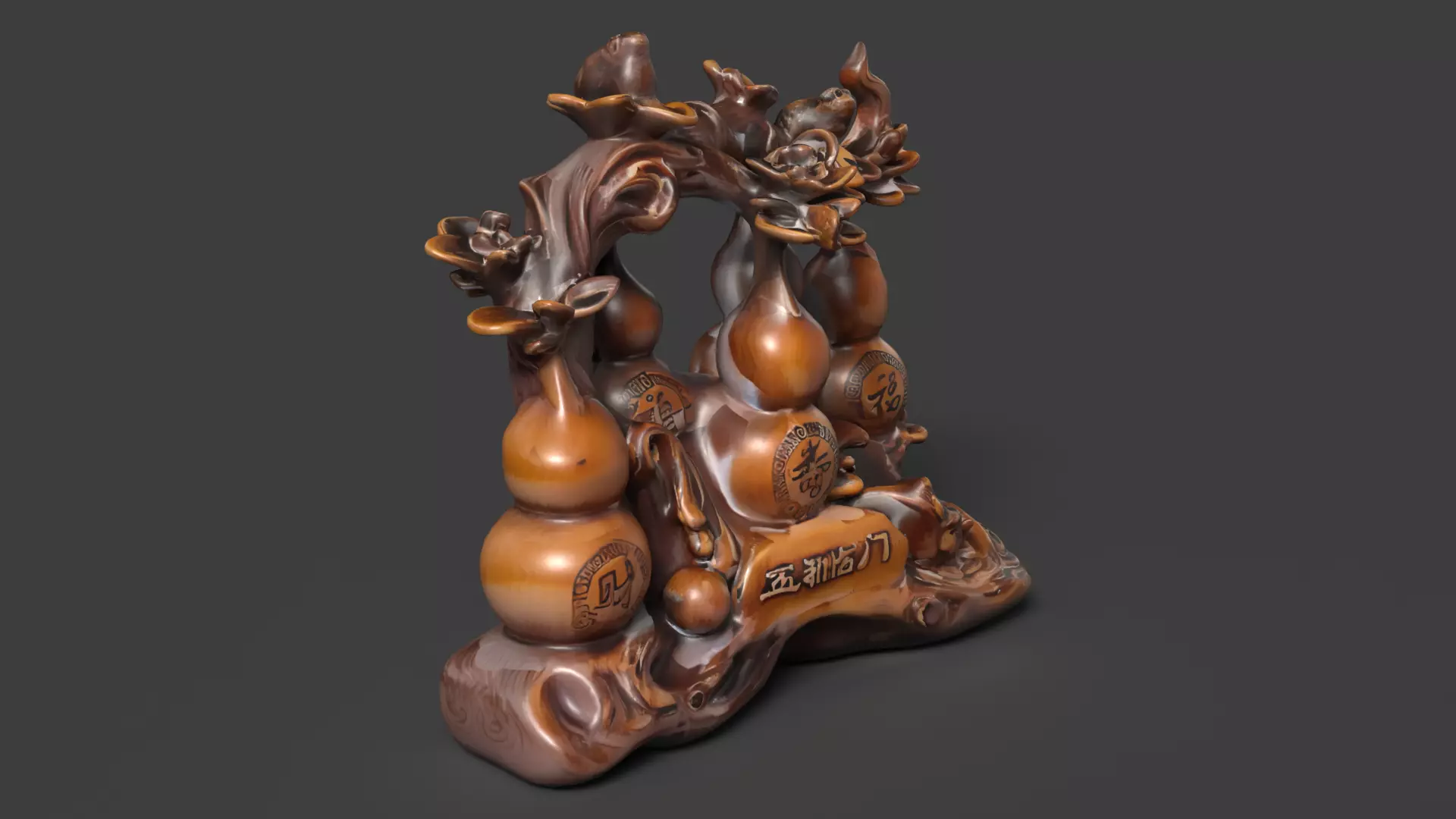 Chinese wooden gourd  Low-poly 3D model_2