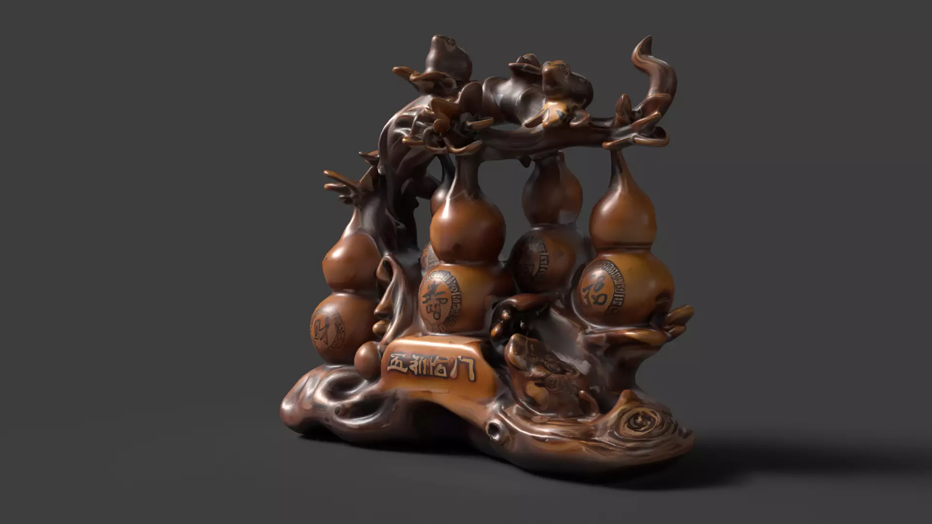 Chinese wooden gourd  Low-poly 3D model_6