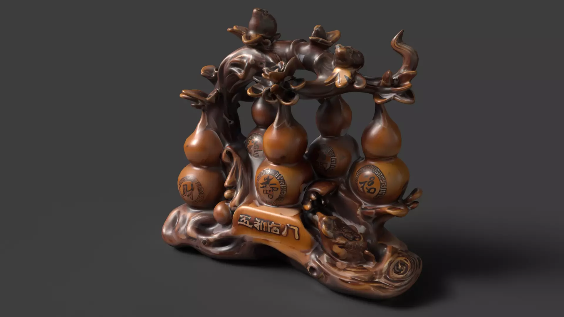 Chinese wooden gourd  Low-poly 3D model_4