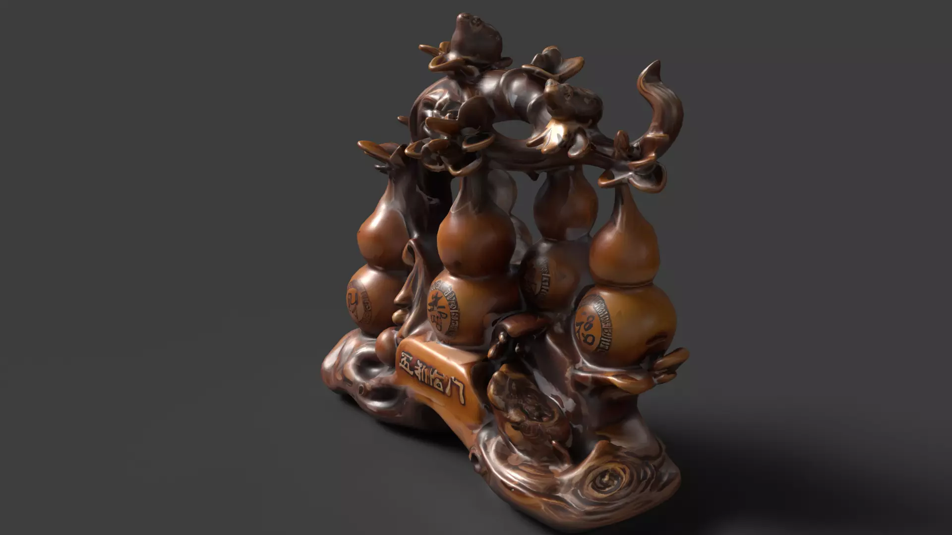 Chinese wooden gourd  Low-poly 3D model_5