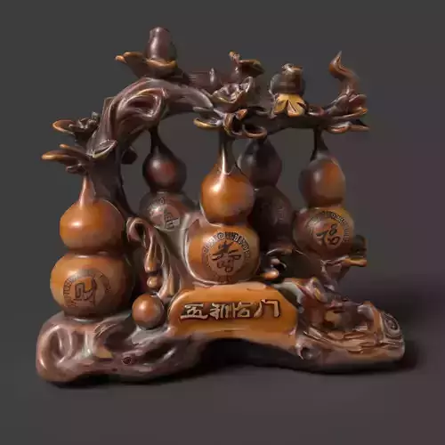 Chinese wooden gourd  Low-poly 3D model