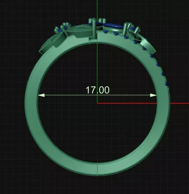 Flower ring with marquise diamonds 3D print model_4