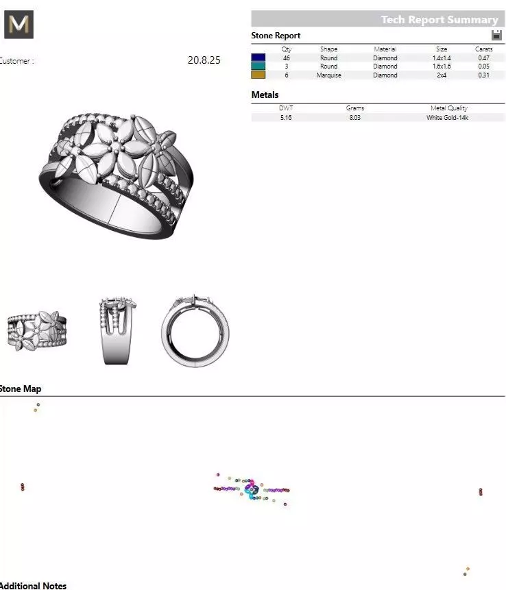 Flower ring with marquise diamonds 3D print model_5