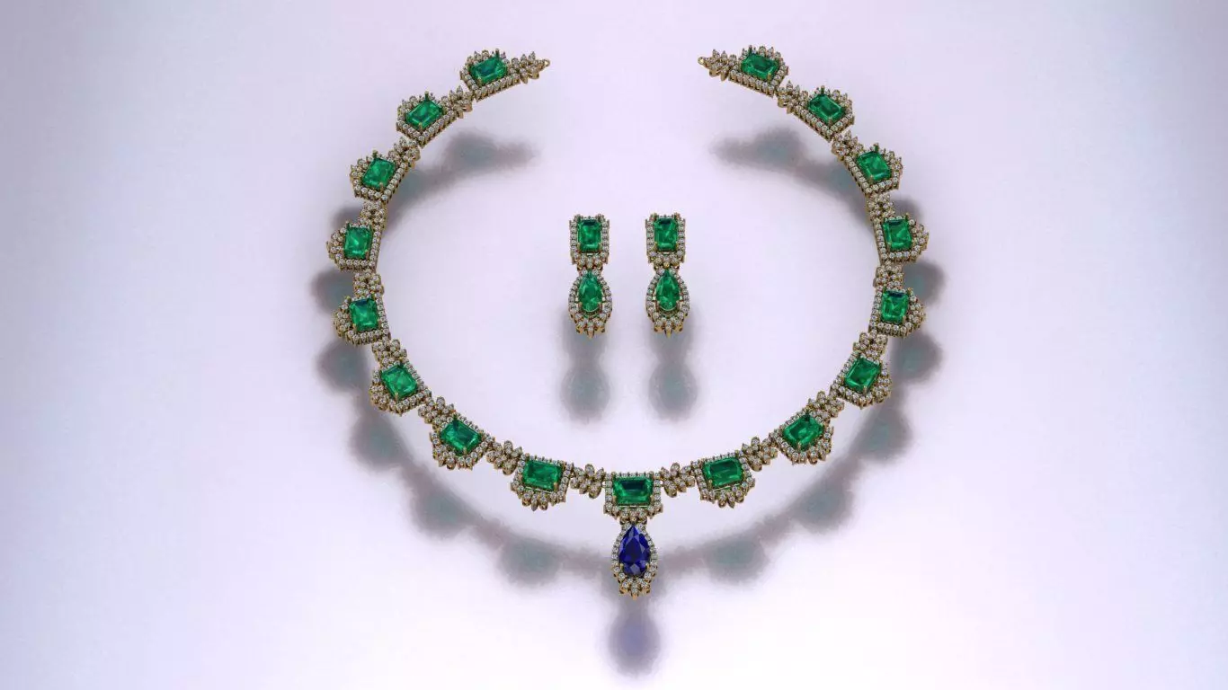 Emerald Half Set Jewelry model - Royale Emerald for her 3D print model_24