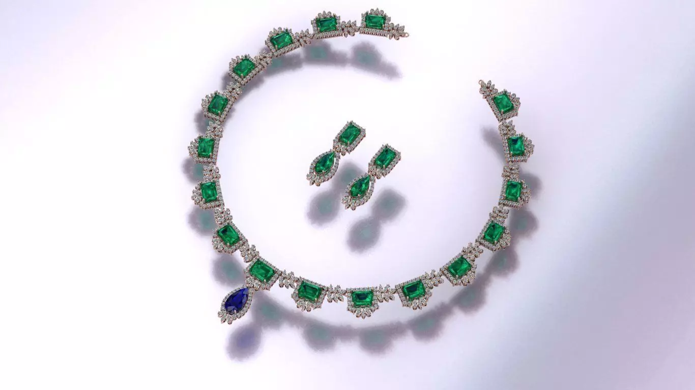 Emerald Half Set Jewelry model - Royale Emerald for her 3D print model_25