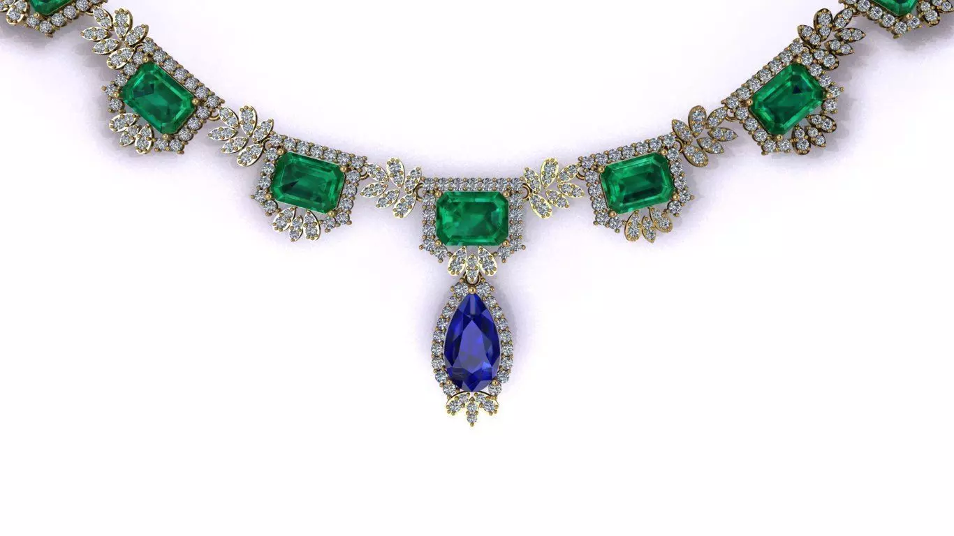 Emerald Half Set Jewelry model - Royale Emerald for her 3D print model_3