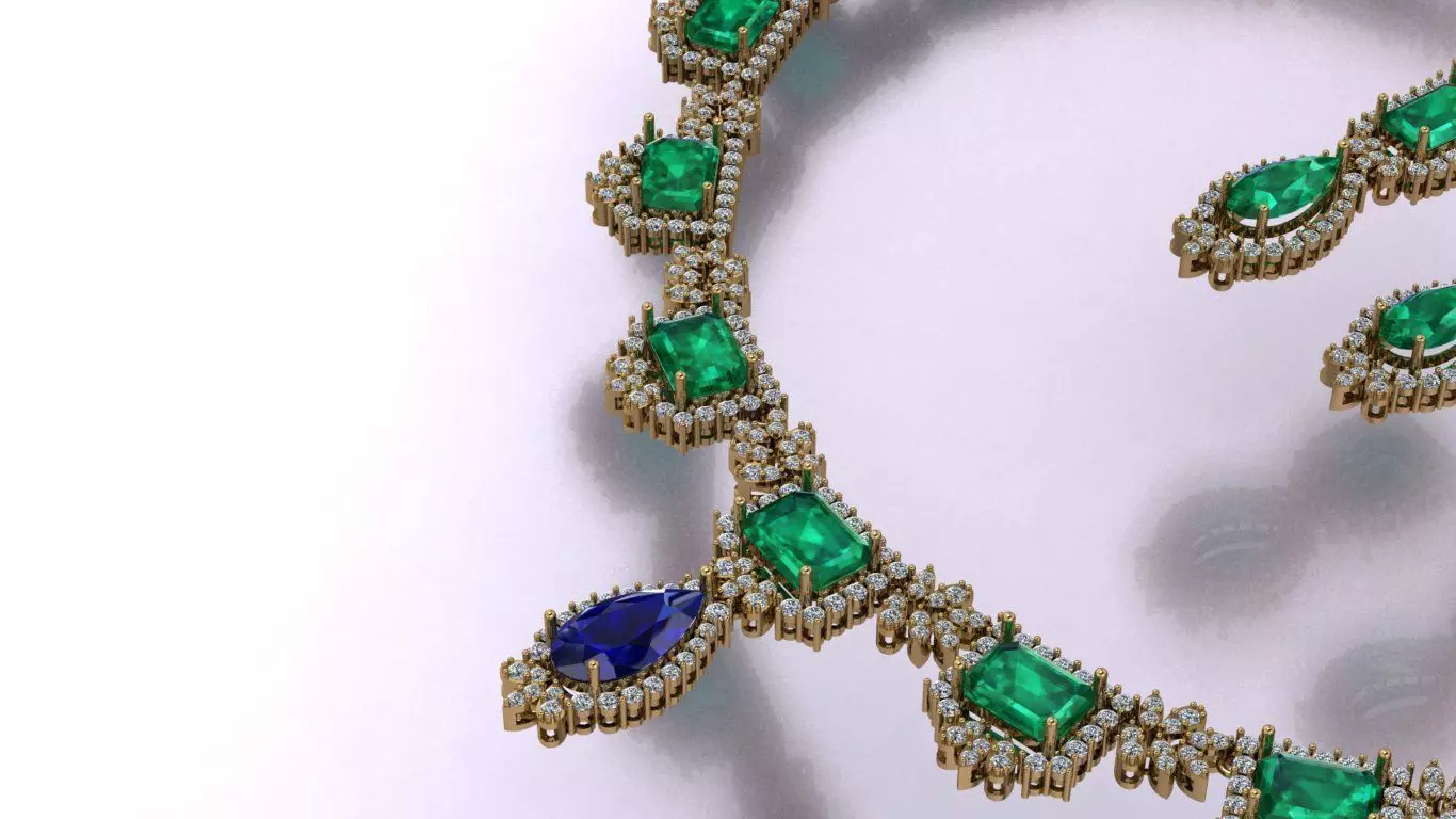 Emerald Half Set Jewelry model - Royale Emerald for her 3D print model_1