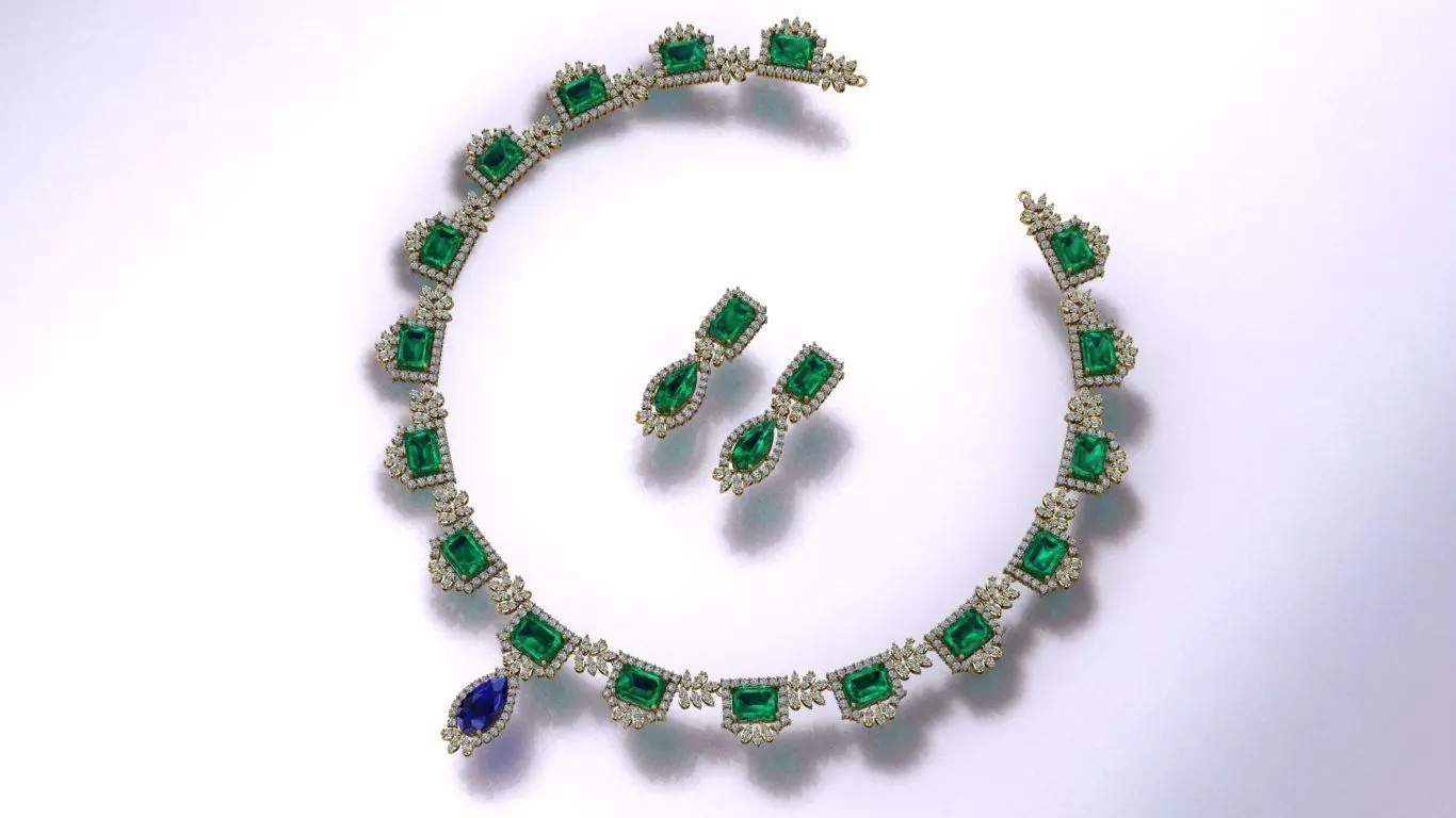 Emerald Half Set Jewelry model - Royale Emerald for her 3D print model_0