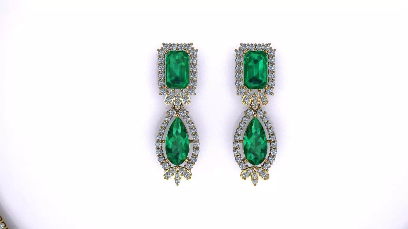 Emerald Half Set Jewelry model - Royale Emerald for her 3D print model_23
