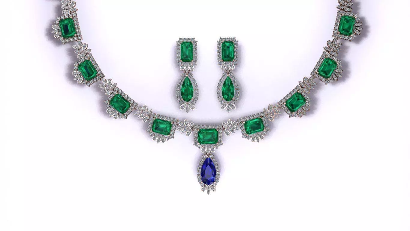 Emerald Half Set Jewelry model - Royale Emerald for her 3D print model_26