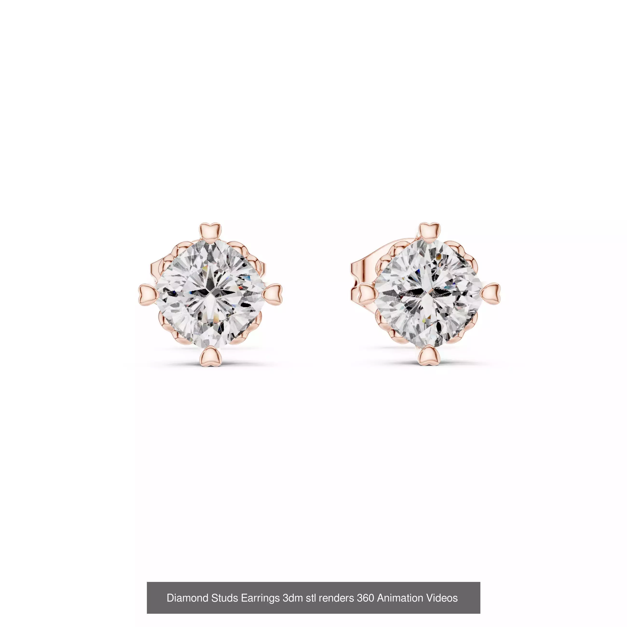 27 Diamond Studs Earrings 3dm stl renders 360 Animation Videos 3D Model Collection_21