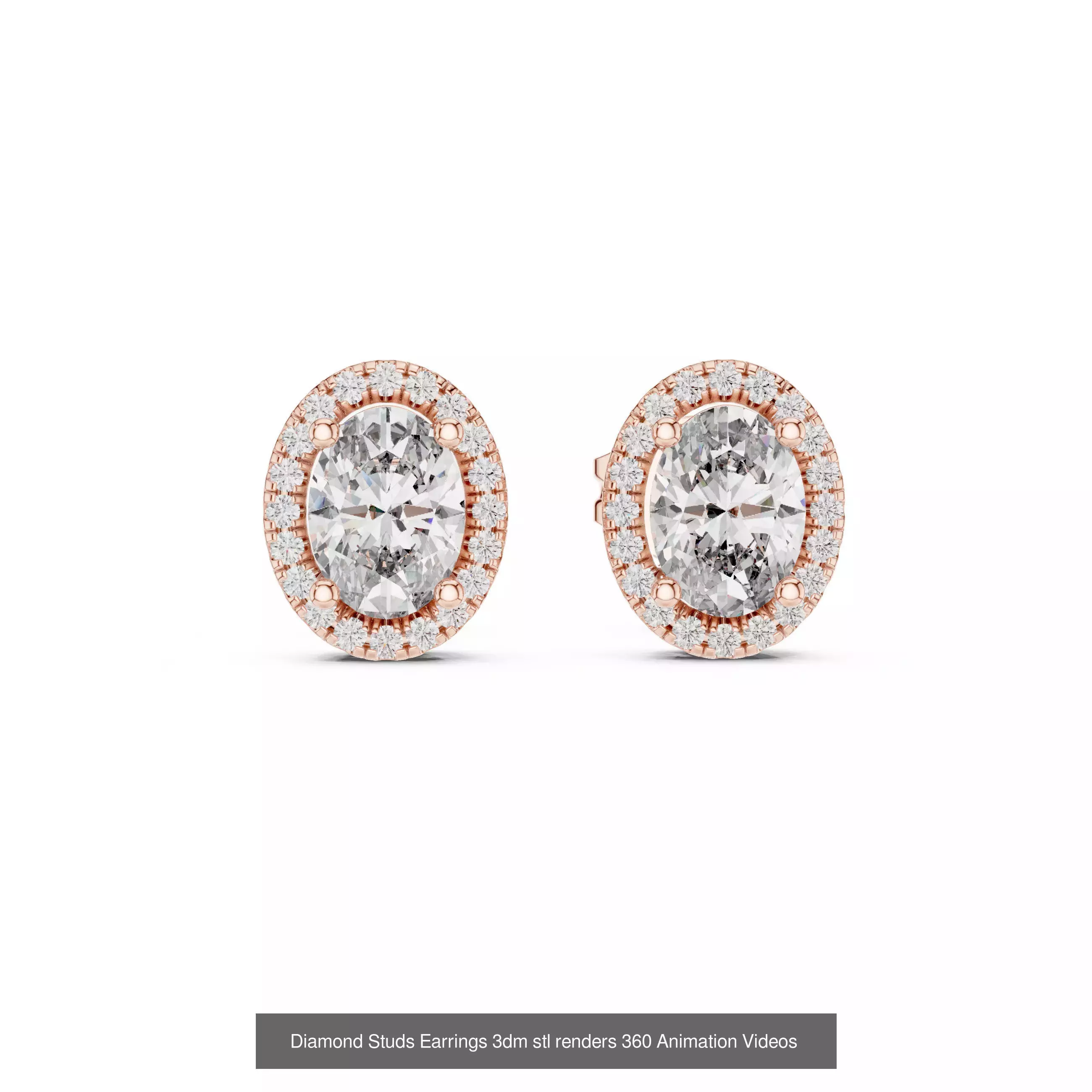 27 Diamond Studs Earrings 3dm stl renders 360 Animation Videos 3D Model Collection_18