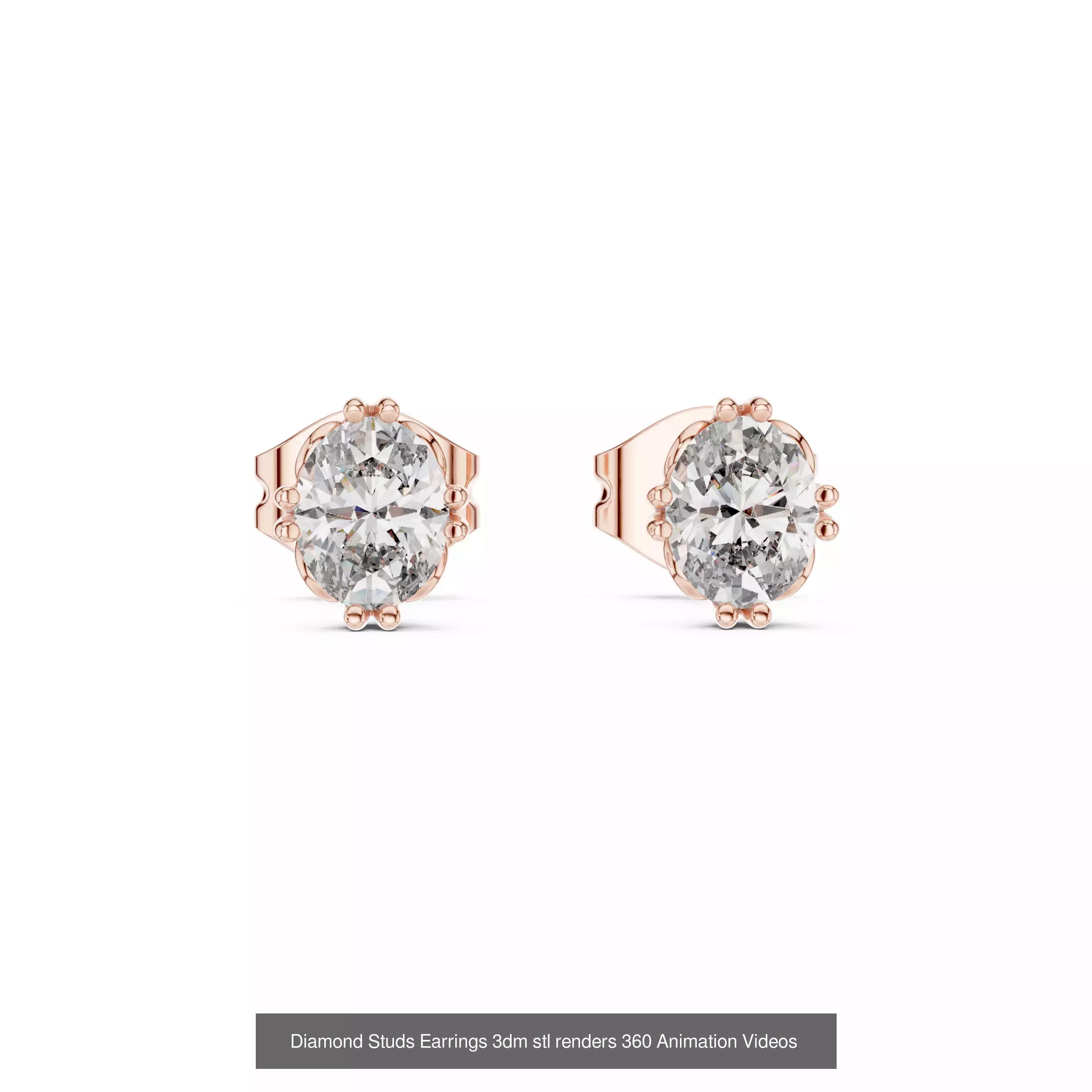 27 Diamond Studs Earrings 3dm stl renders 360 Animation Videos 3D Model Collection_11