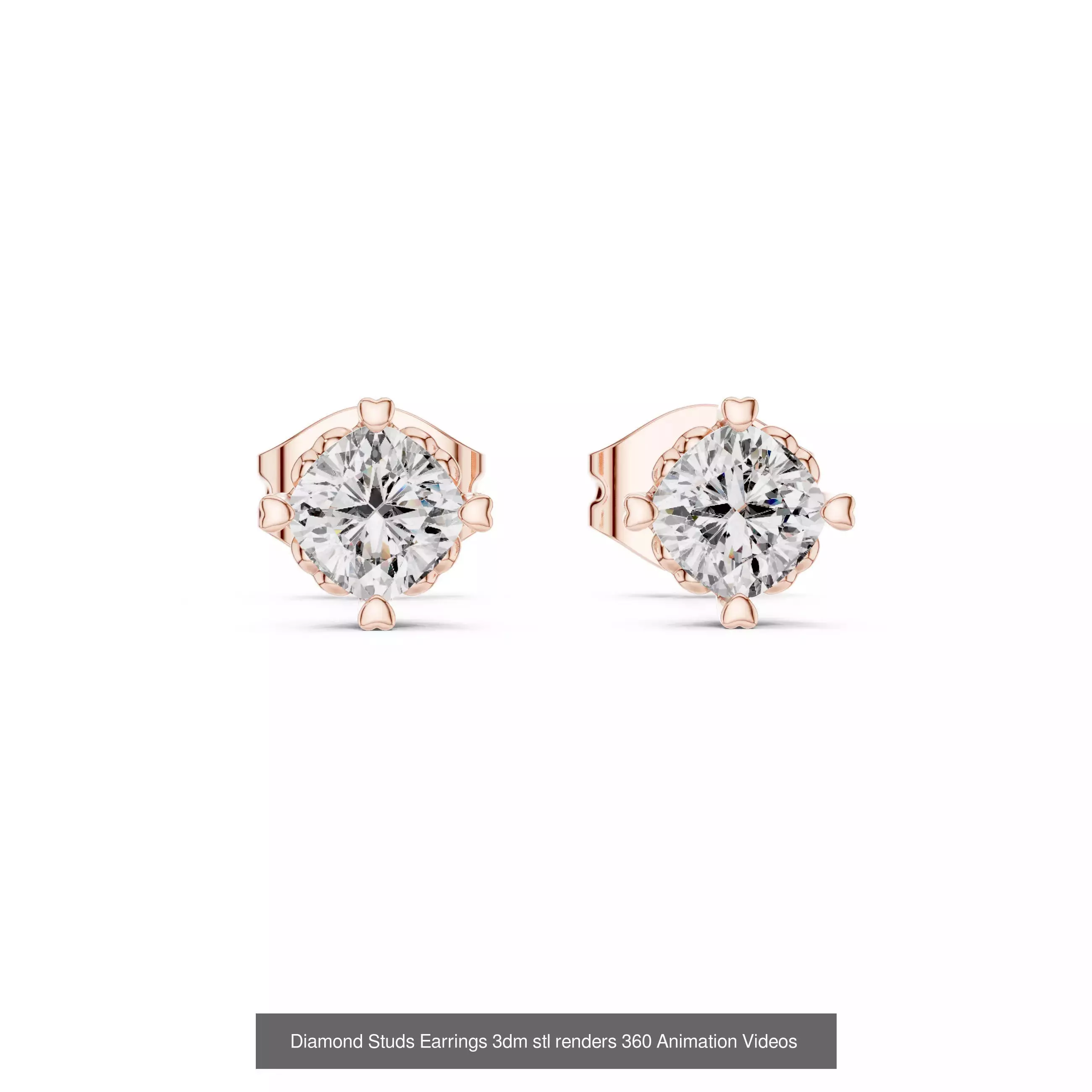 27 Diamond Studs Earrings 3dm stl renders 360 Animation Videos 3D Model Collection_19