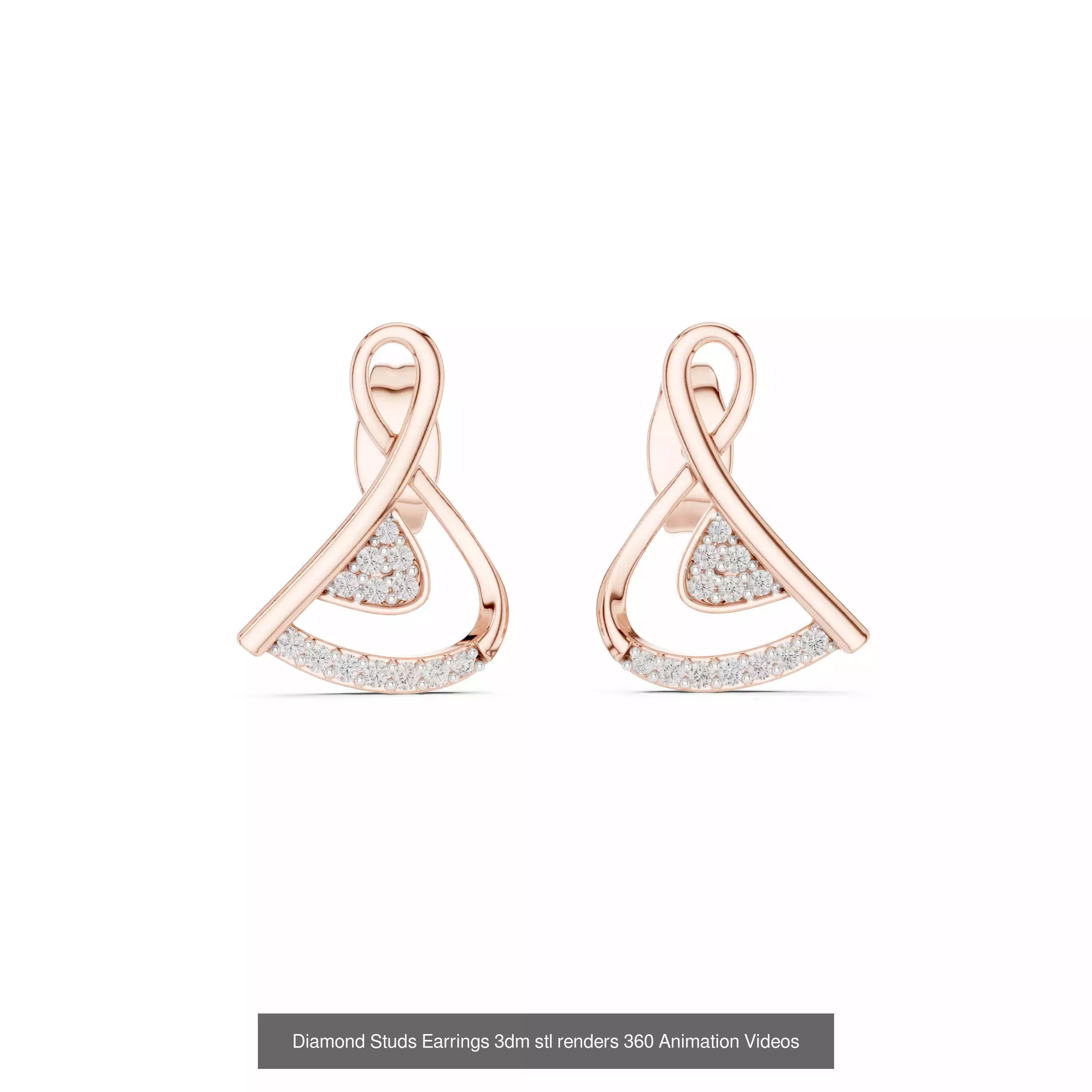27 Diamond Studs Earrings 3dm stl renders 360 Animation Videos 3D Model Collection_25