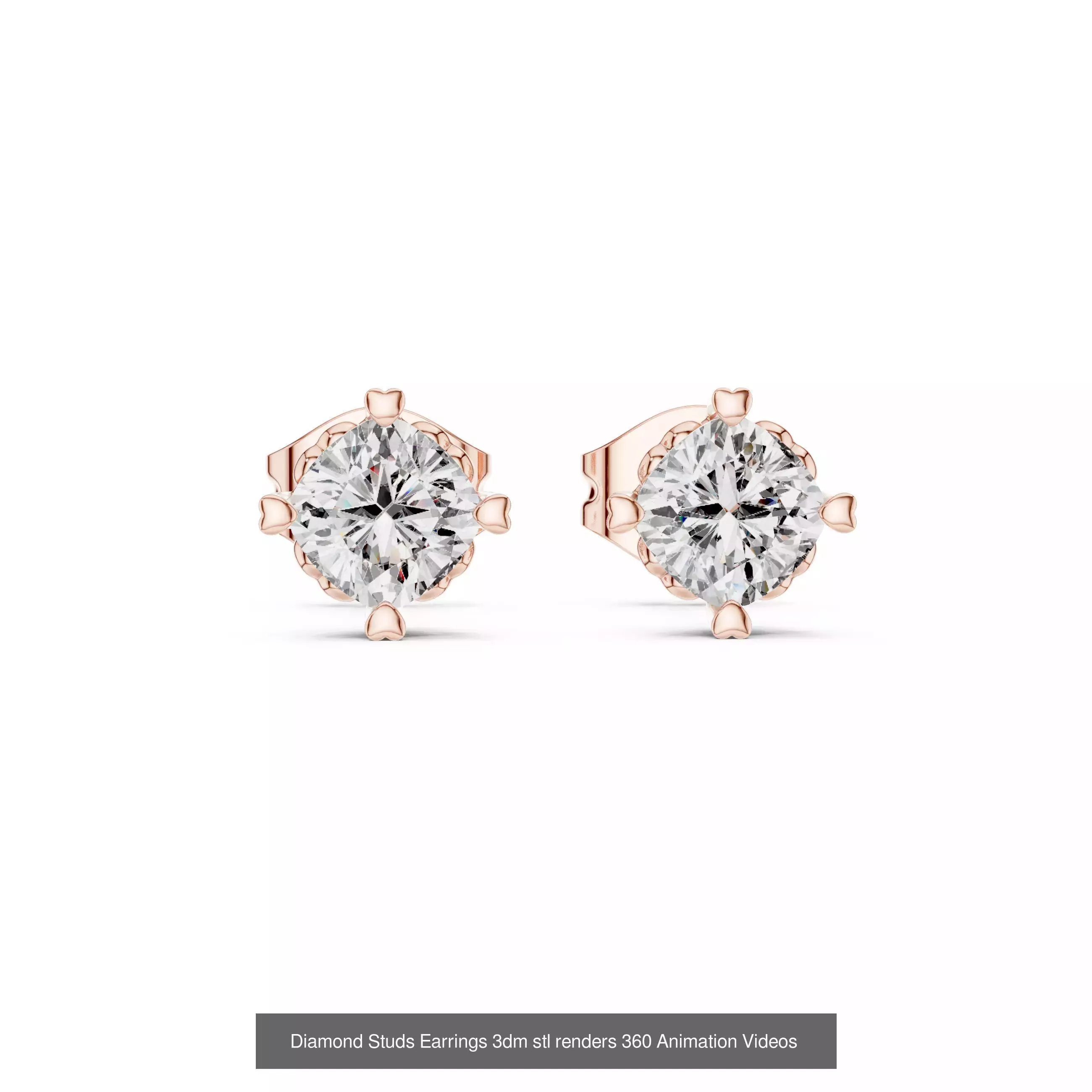 27 Diamond Studs Earrings 3dm stl renders 360 Animation Videos 3D Model Collection_20