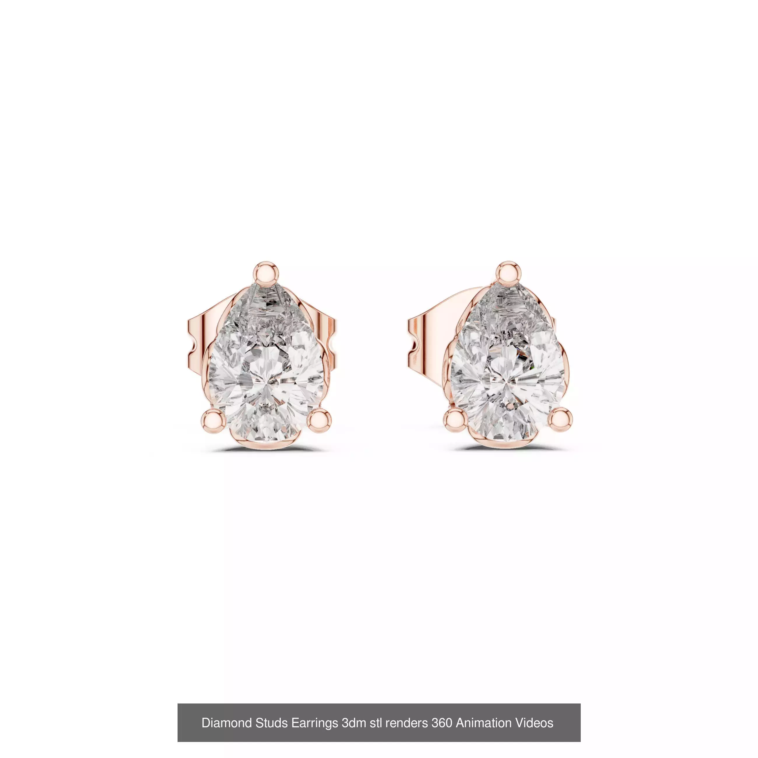 27 Diamond Studs Earrings 3dm stl renders 360 Animation Videos 3D Model Collection_14