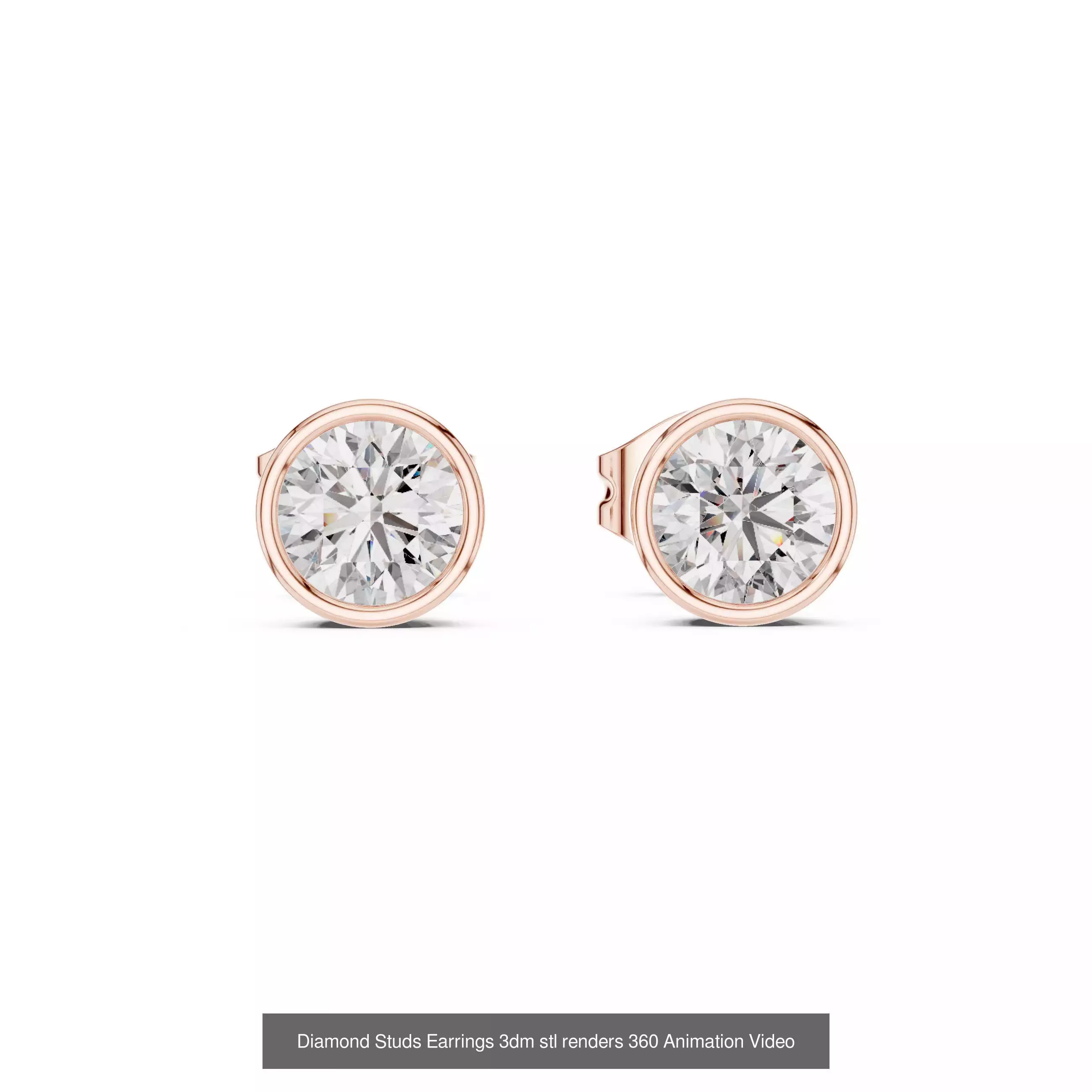 27 Diamond Studs Earrings 3dm stl renders 360 Animation Videos 3D Model Collection_6