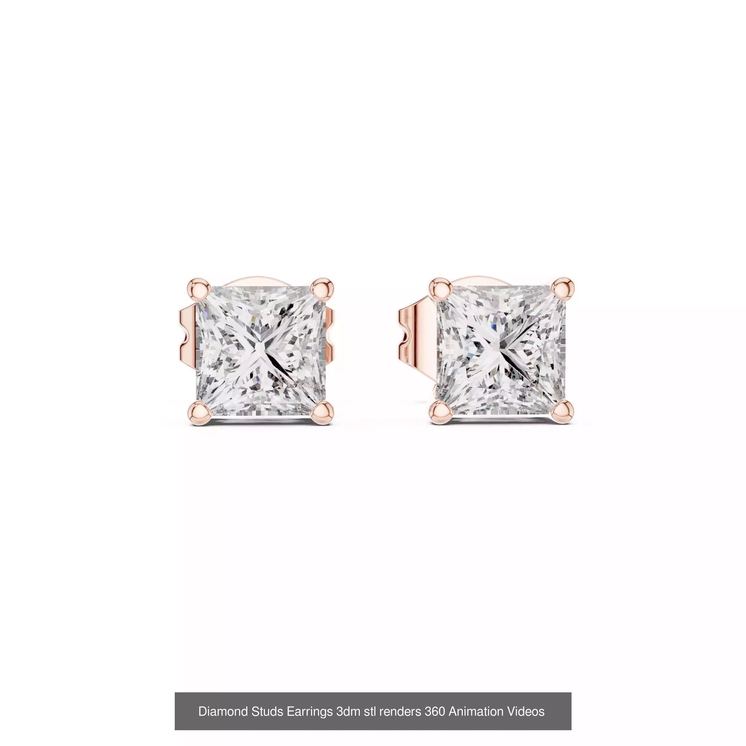 27 Diamond Studs Earrings 3dm stl renders 360 Animation Videos 3D Model Collection_3