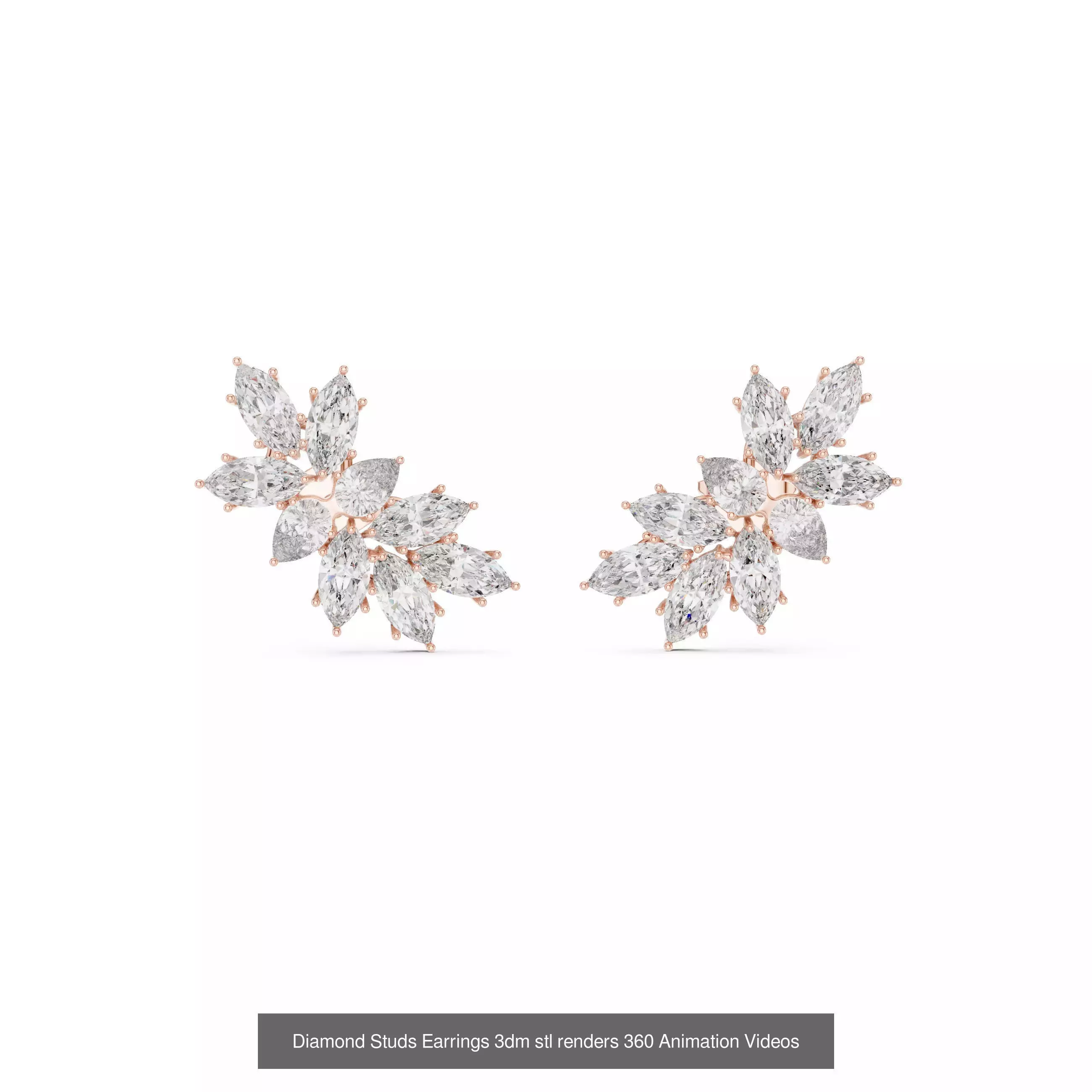 27 Diamond Studs Earrings 3dm stl renders 360 Animation Videos 3D Model Collection_2
