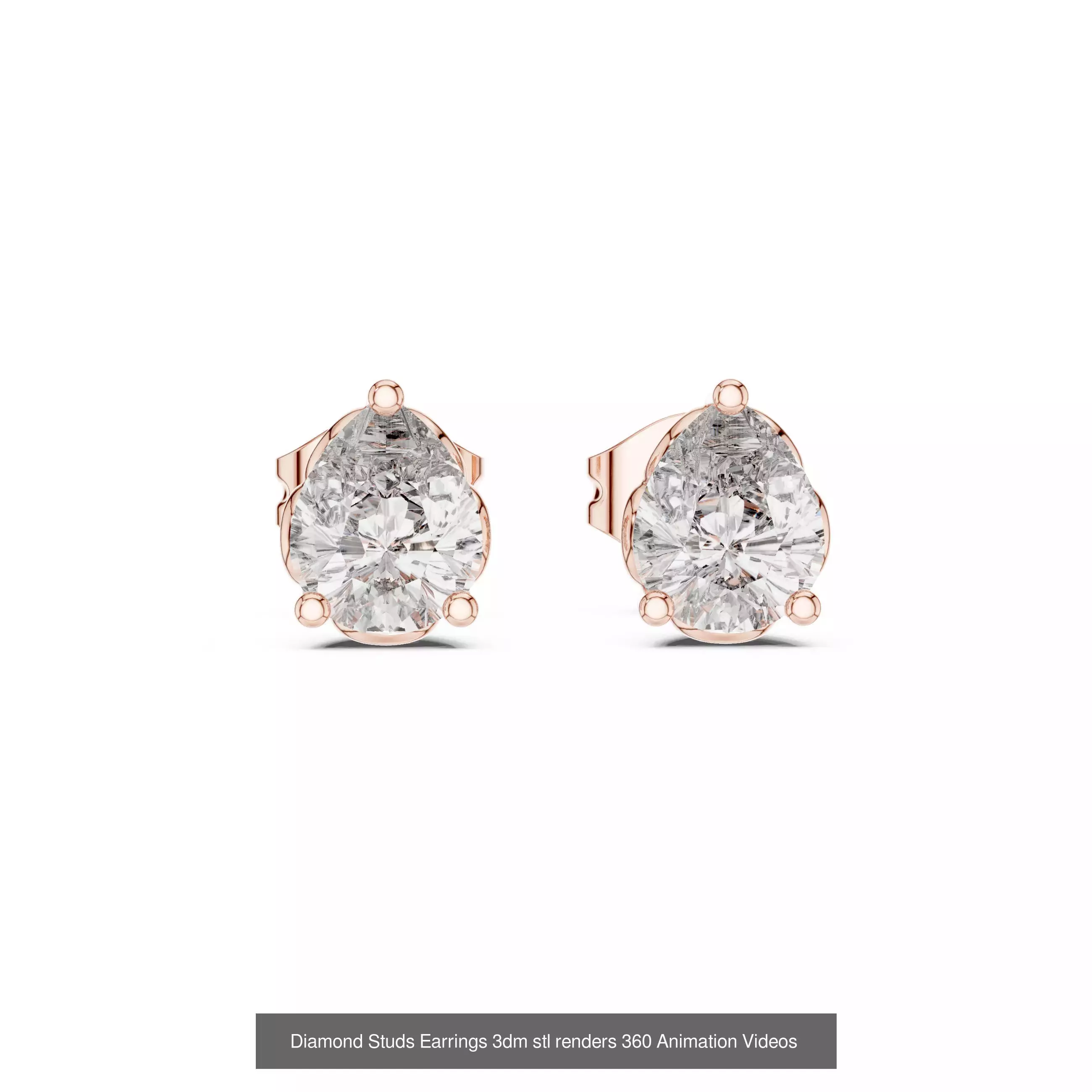 27 Diamond Studs Earrings 3dm stl renders 360 Animation Videos 3D Model Collection_13