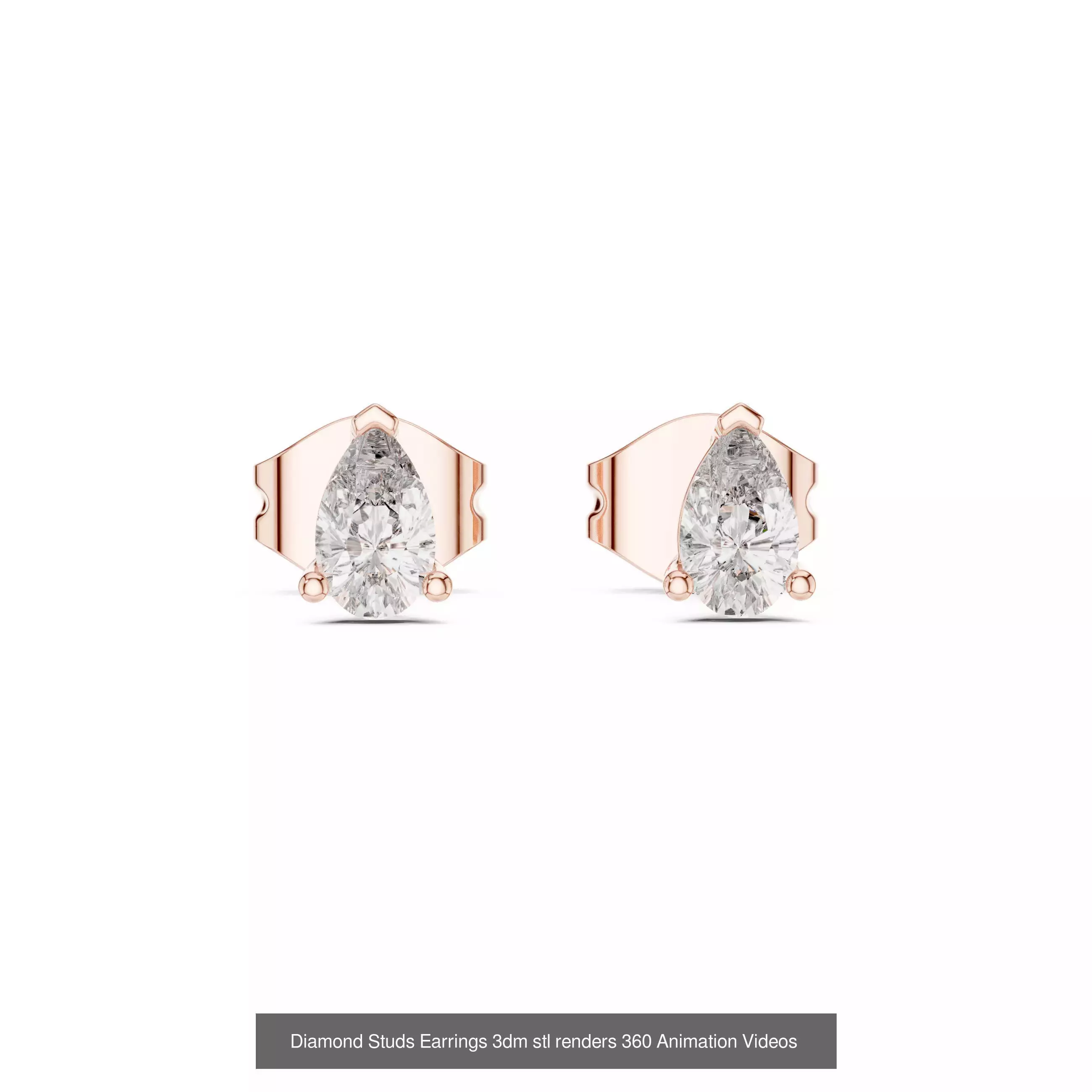 27 Diamond Studs Earrings 3dm stl renders 360 Animation Videos 3D Model Collection_15