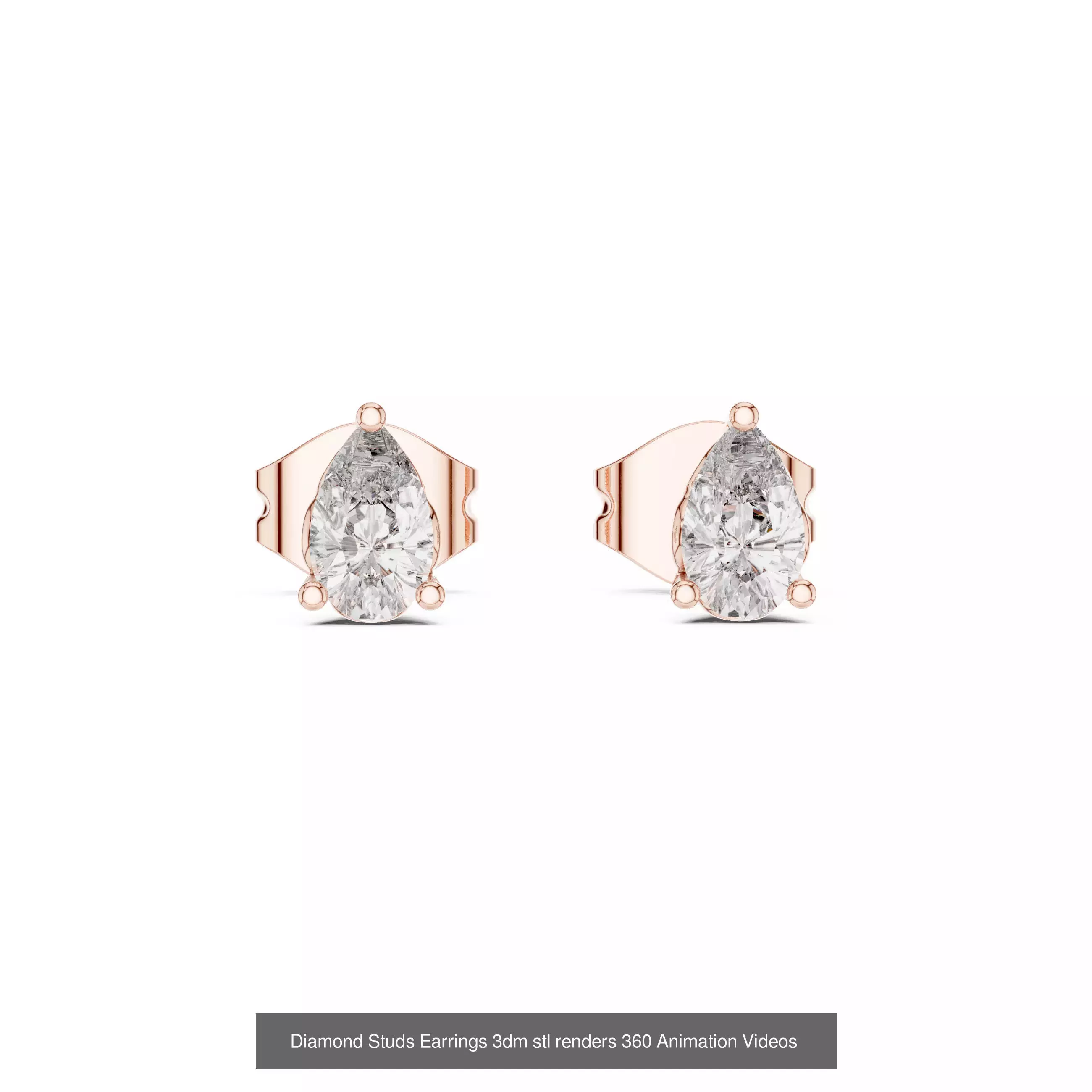 27 Diamond Studs Earrings 3dm stl renders 360 Animation Videos 3D Model Collection_12