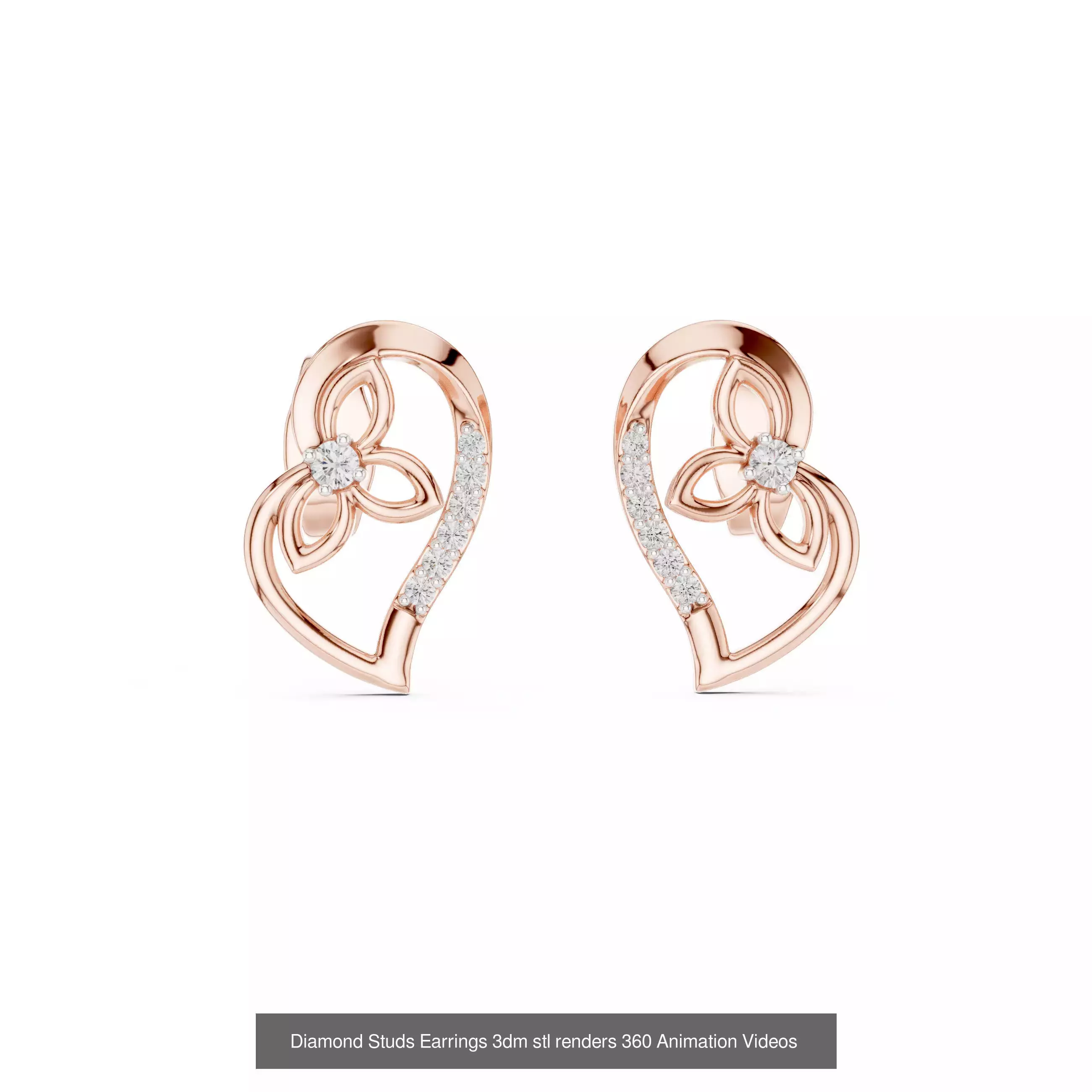 27 Diamond Studs Earrings 3dm stl renders 360 Animation Videos 3D Model Collection_22