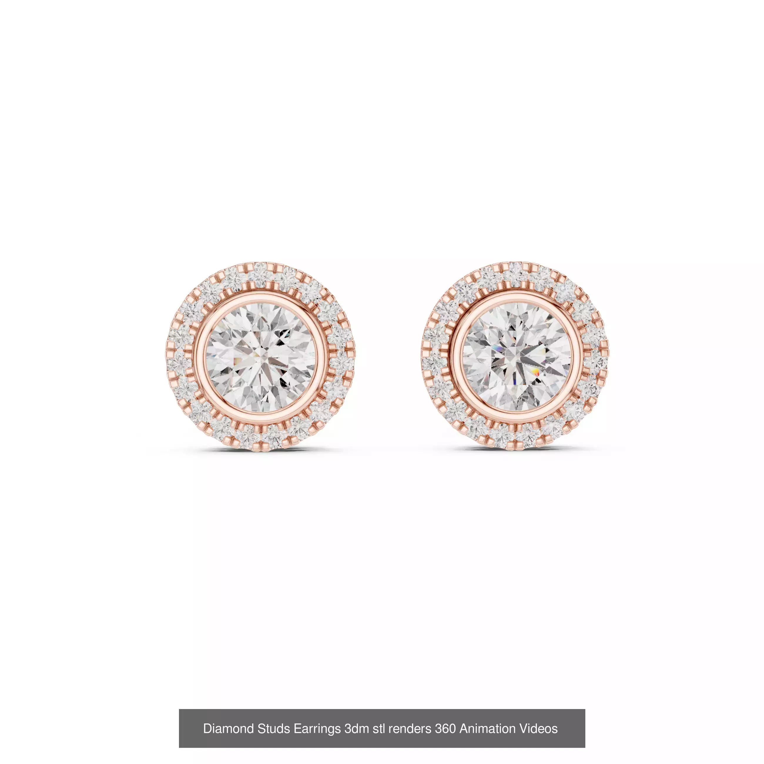27 Diamond Studs Earrings 3dm stl renders 360 Animation Videos 3D Model Collection_10