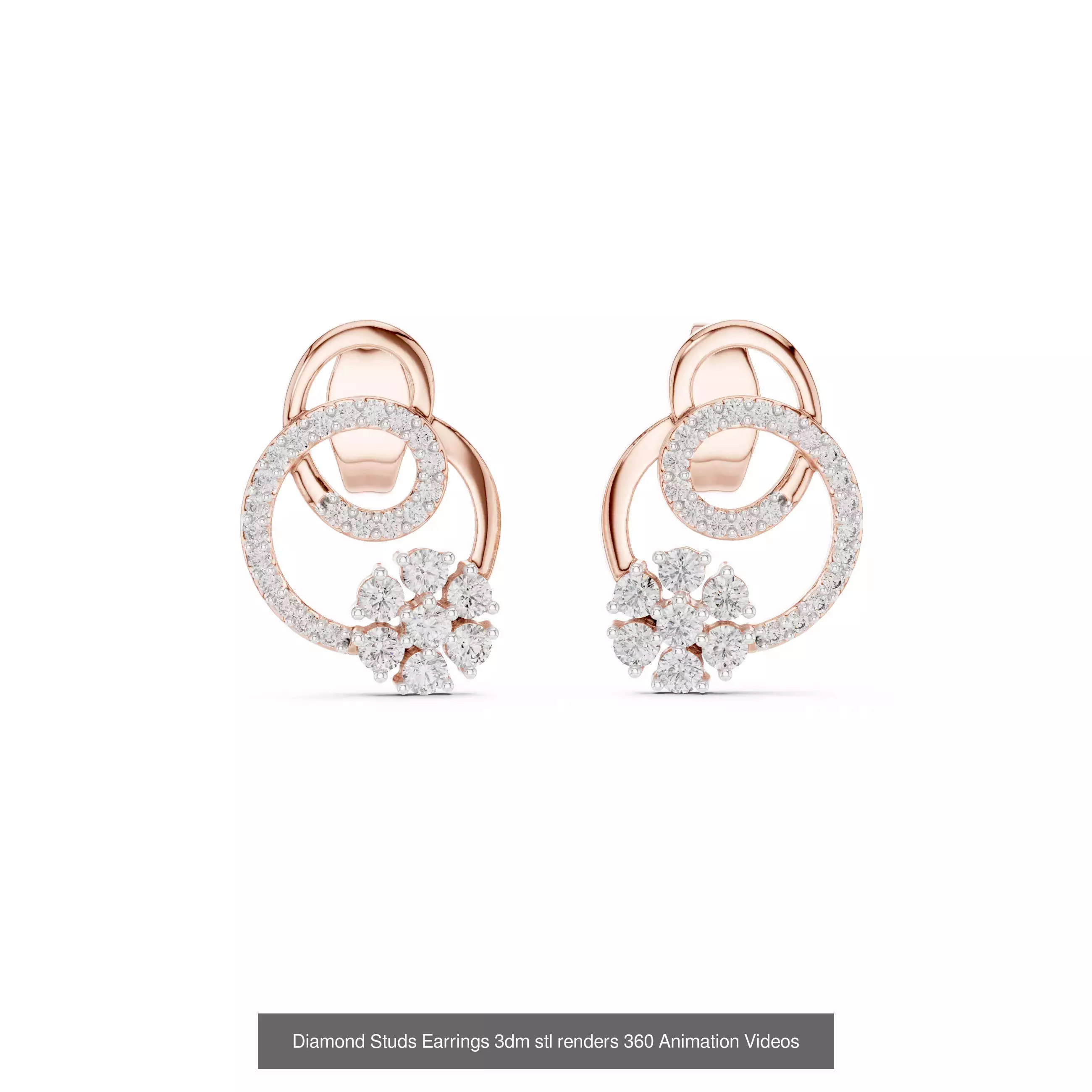 27 Diamond Studs Earrings 3dm stl renders 360 Animation Videos 3D Model Collection_24