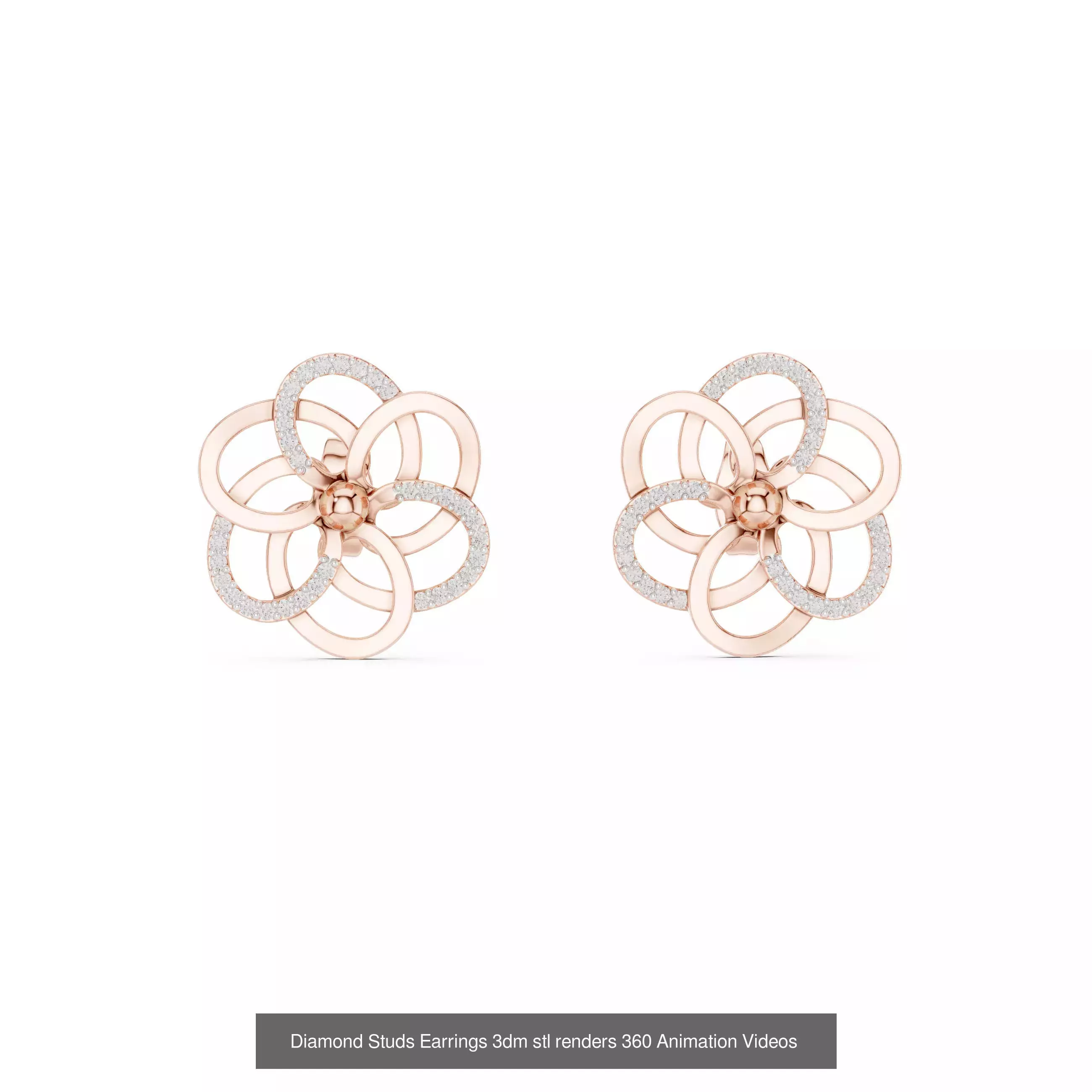 27 Diamond Studs Earrings 3dm stl renders 360 Animation Videos 3D Model Collection_23