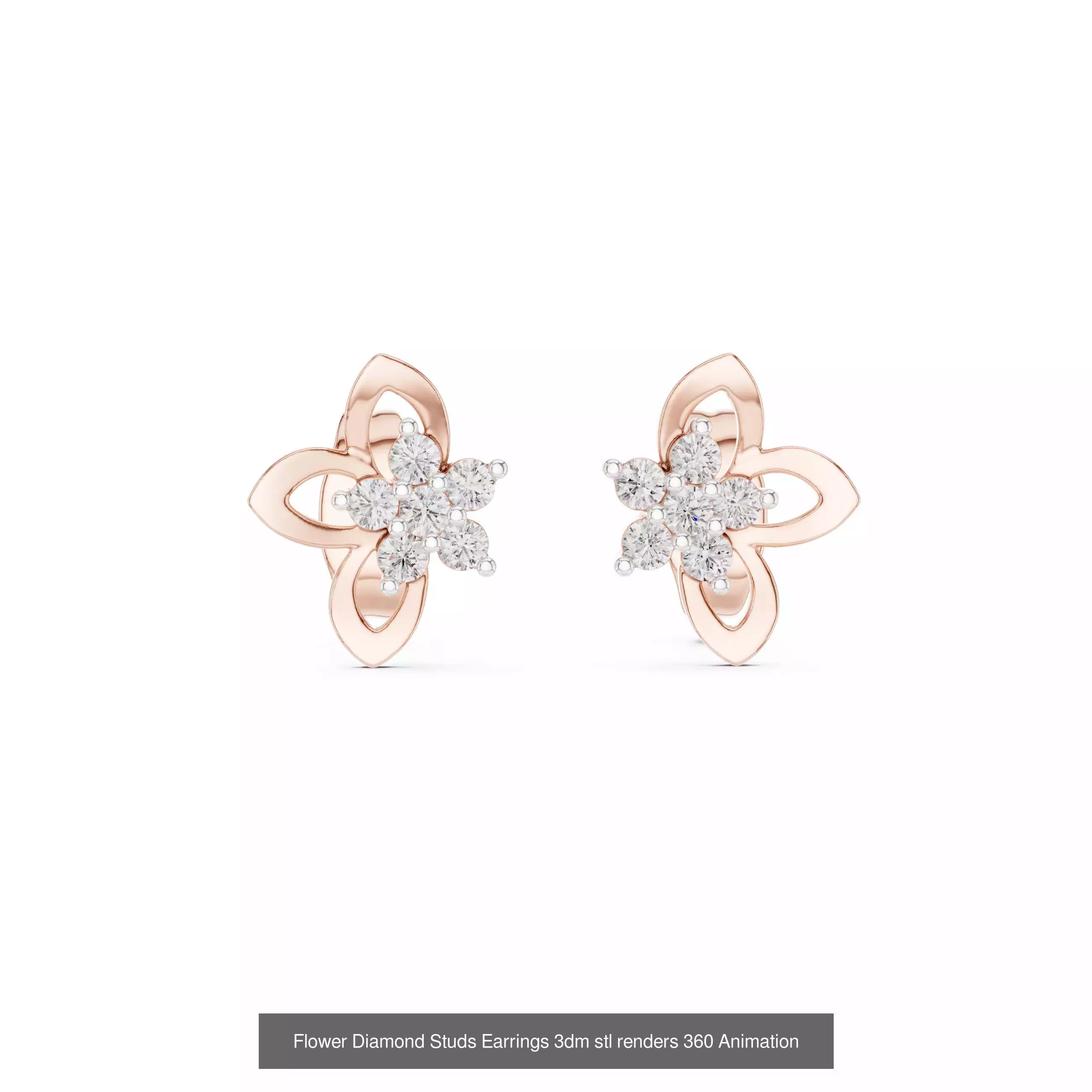 27 Diamond Studs Earrings 3dm stl renders 360 Animation Videos 3D Model Collection_26