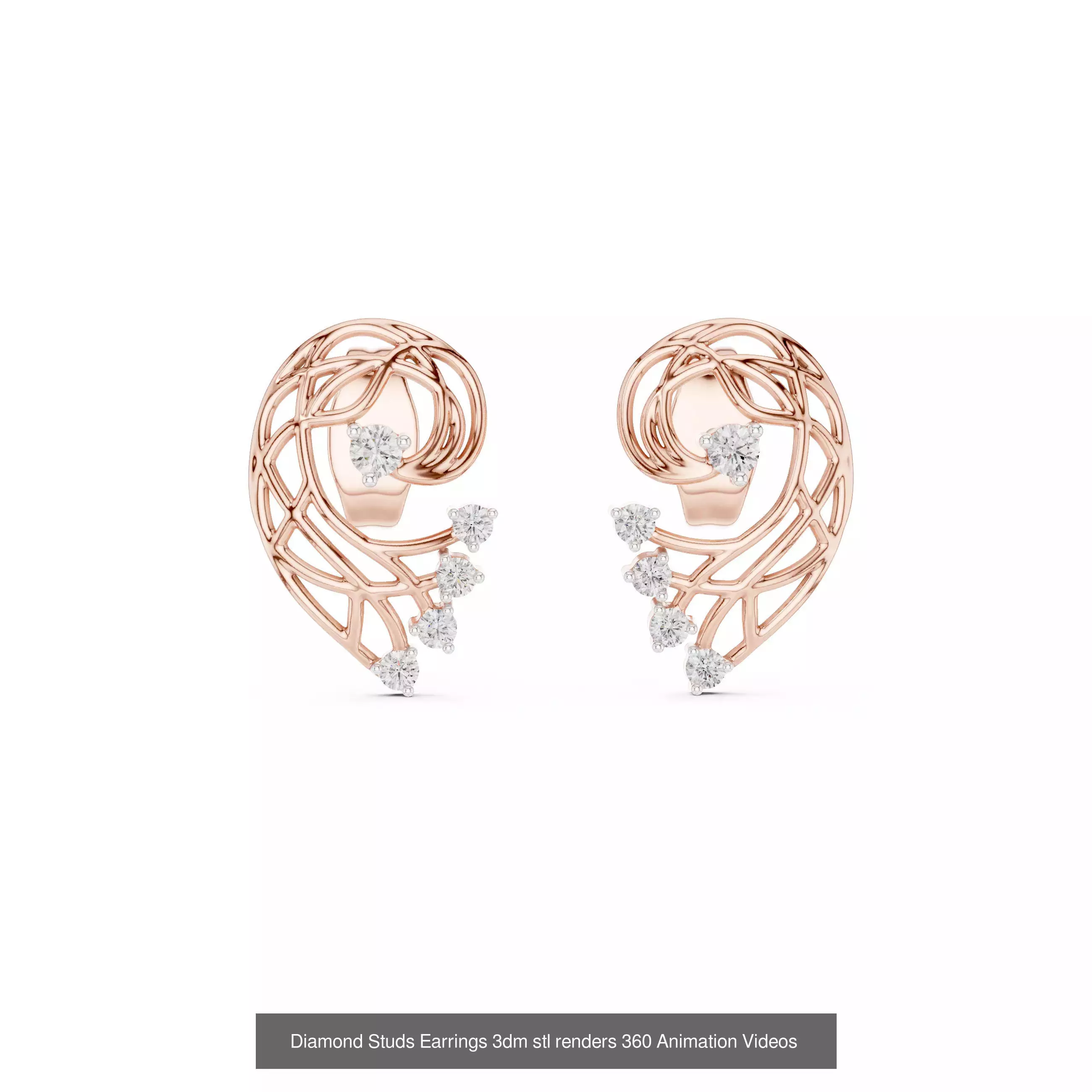 27 Diamond Studs Earrings 3dm stl renders 360 Animation Videos 3D Model Collection_27
