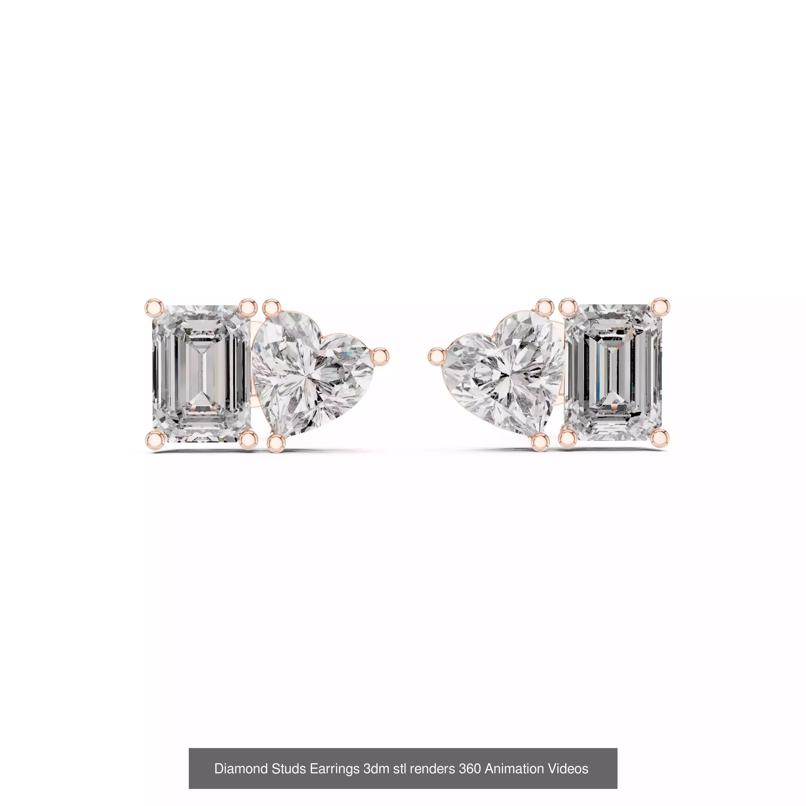 27 Diamond Studs Earrings 3dm stl renders 360 Animation Videos 3D Model Collection_7