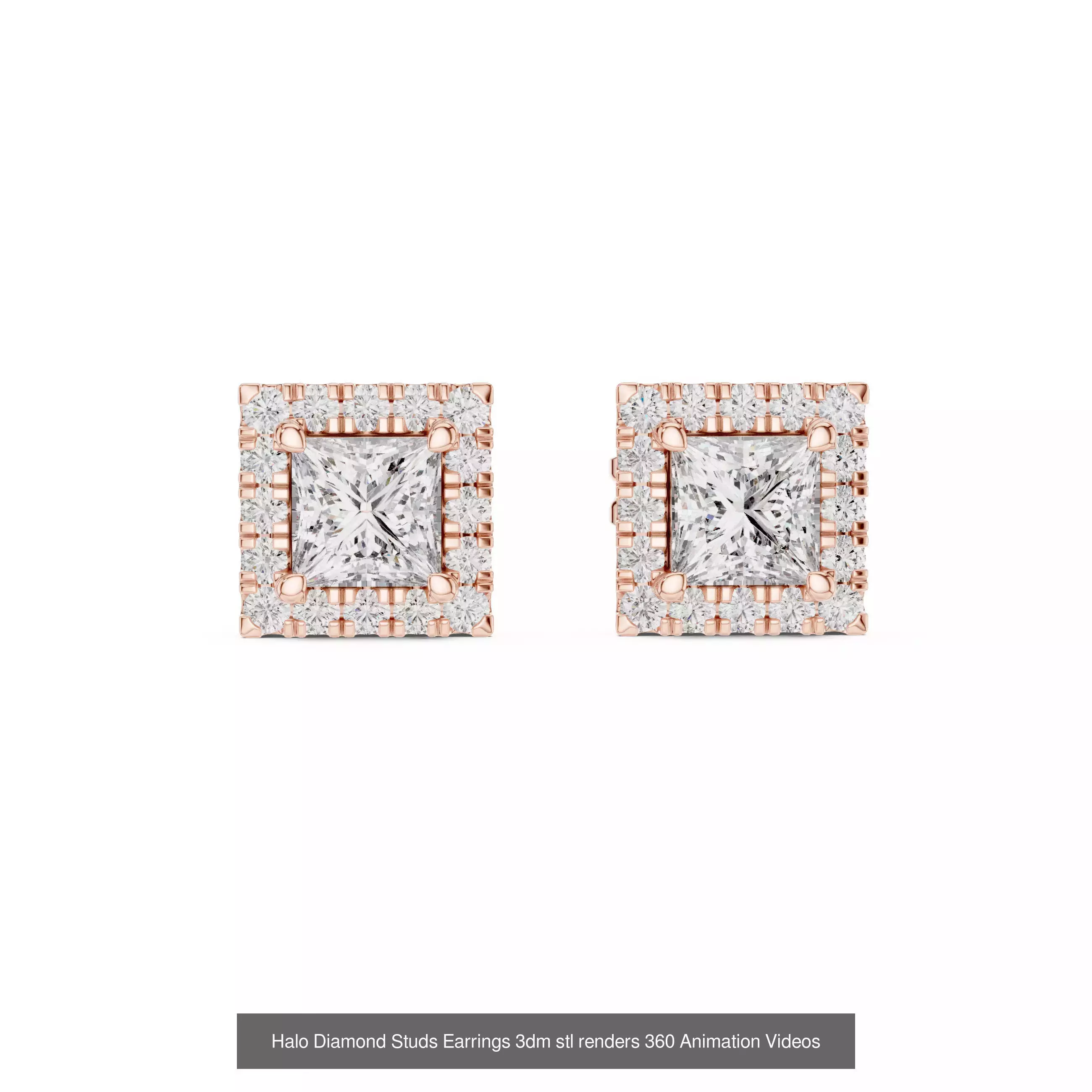 27 Diamond Studs Earrings 3dm stl renders 360 Animation Videos 3D Model Collection_9