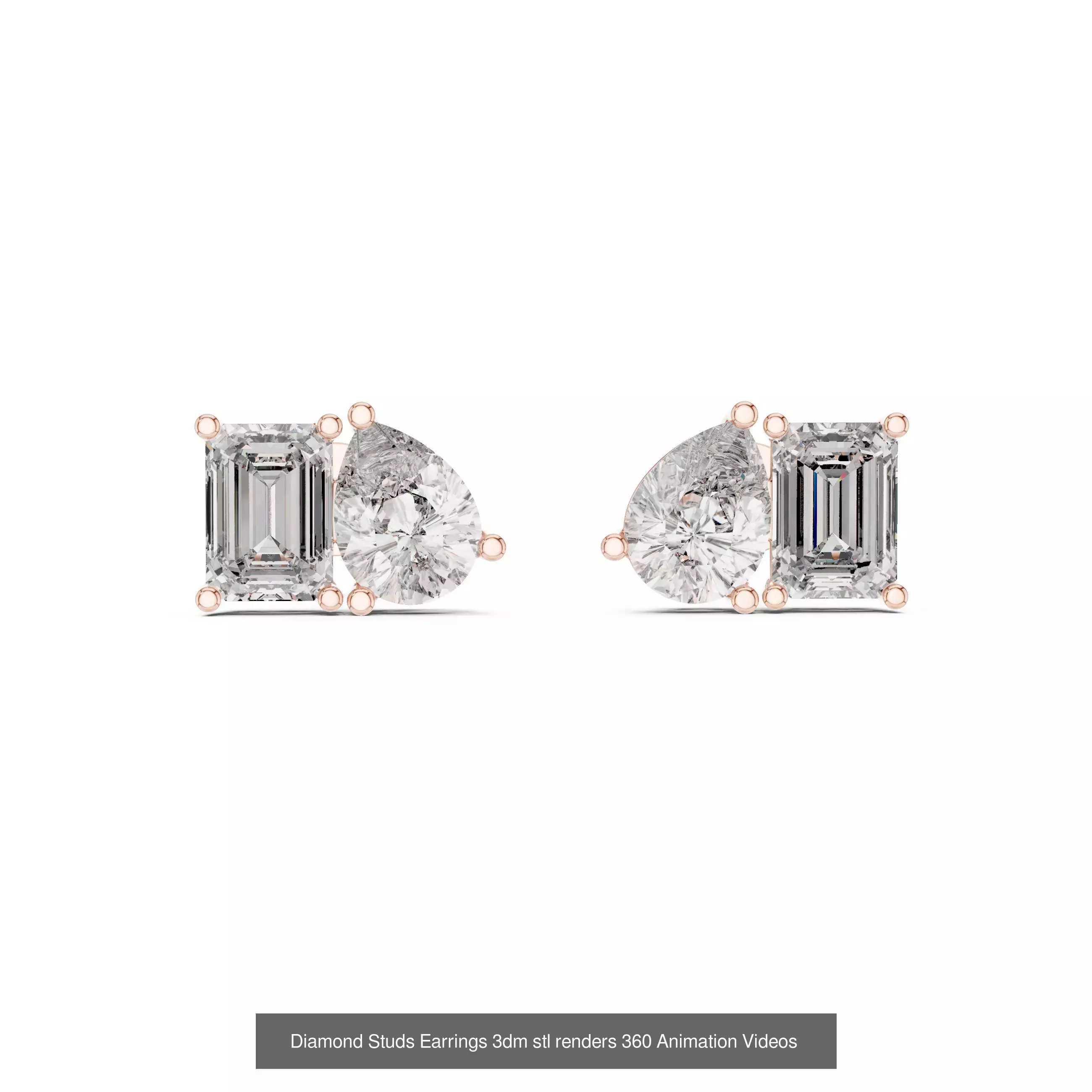 27 Diamond Studs Earrings 3dm stl renders 360 Animation Videos 3D Model Collection_5