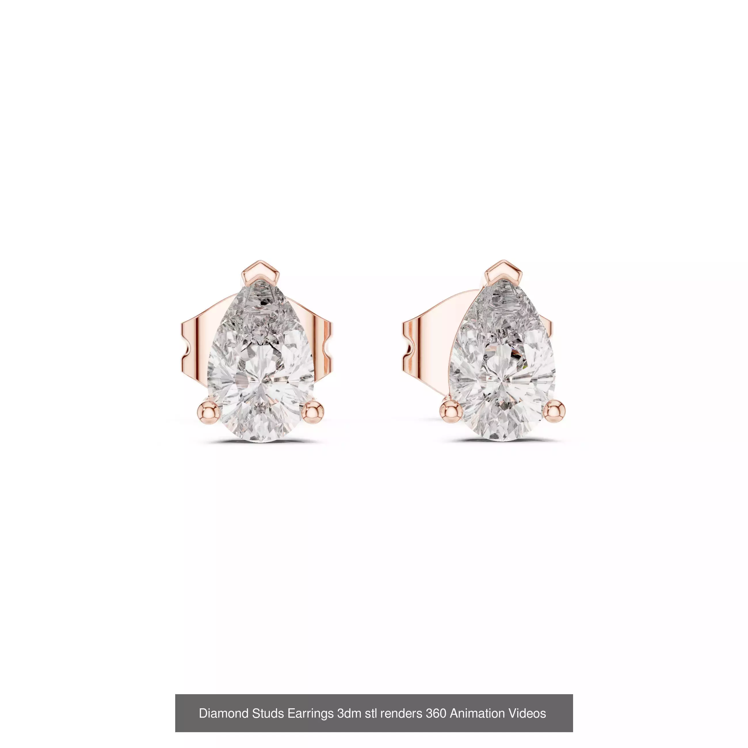 27 Diamond Studs Earrings 3dm stl renders 360 Animation Videos 3D Model Collection_17