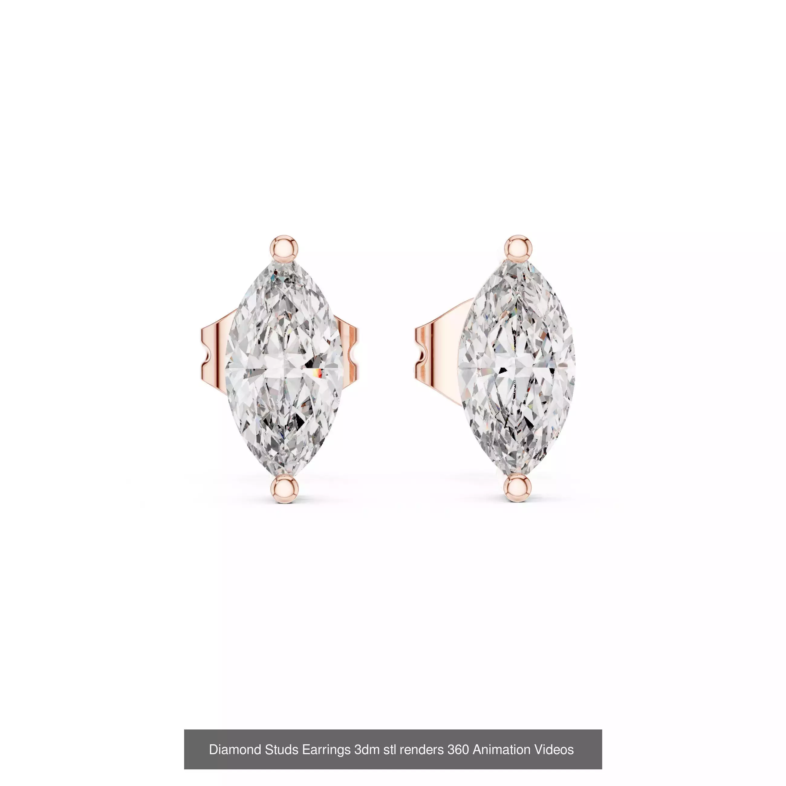 27 Diamond Studs Earrings 3dm stl renders 360 Animation Videos 3D Model Collection_4