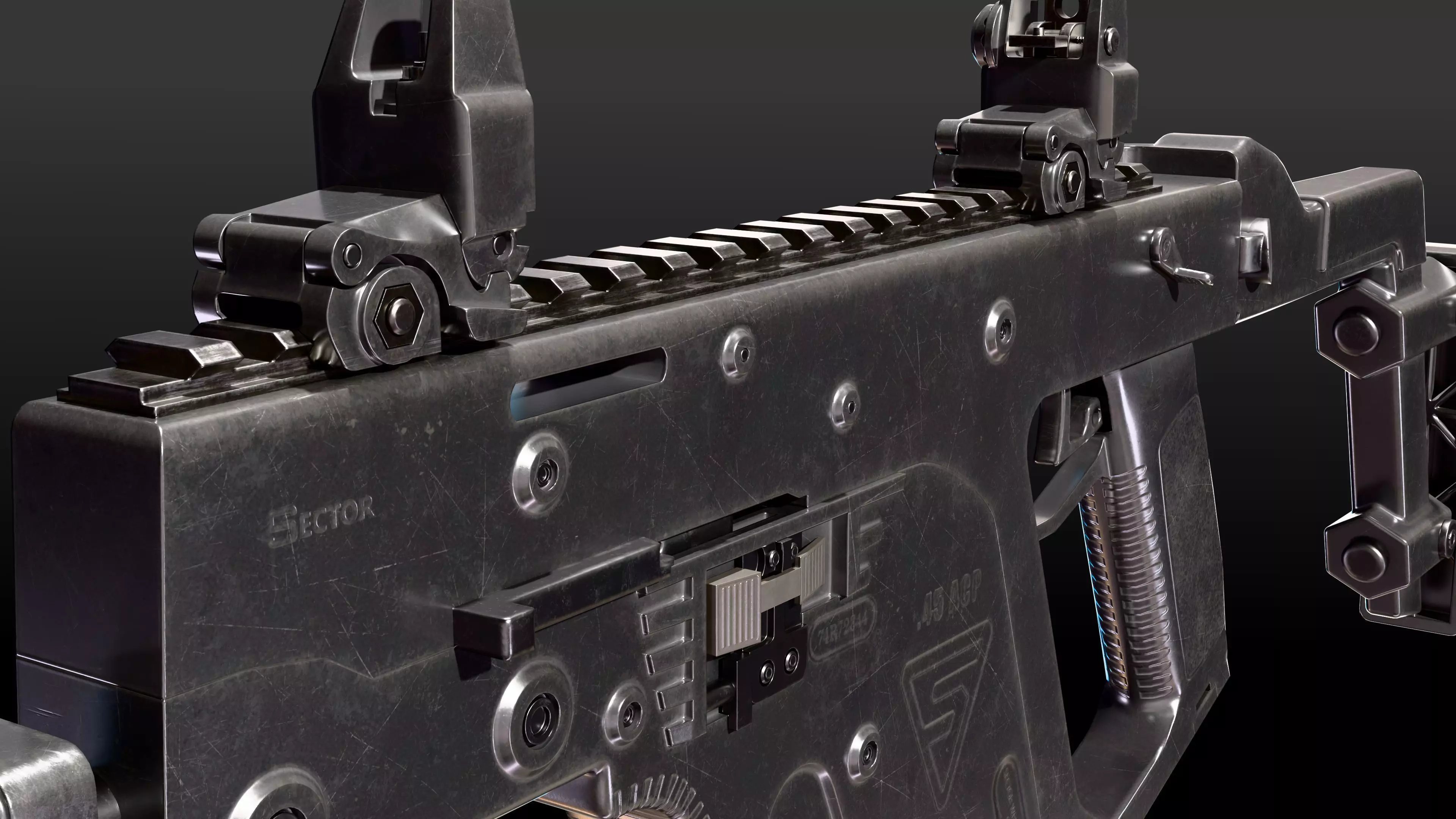 Submachine Gun 45 CAL Low-poly 3D model_6