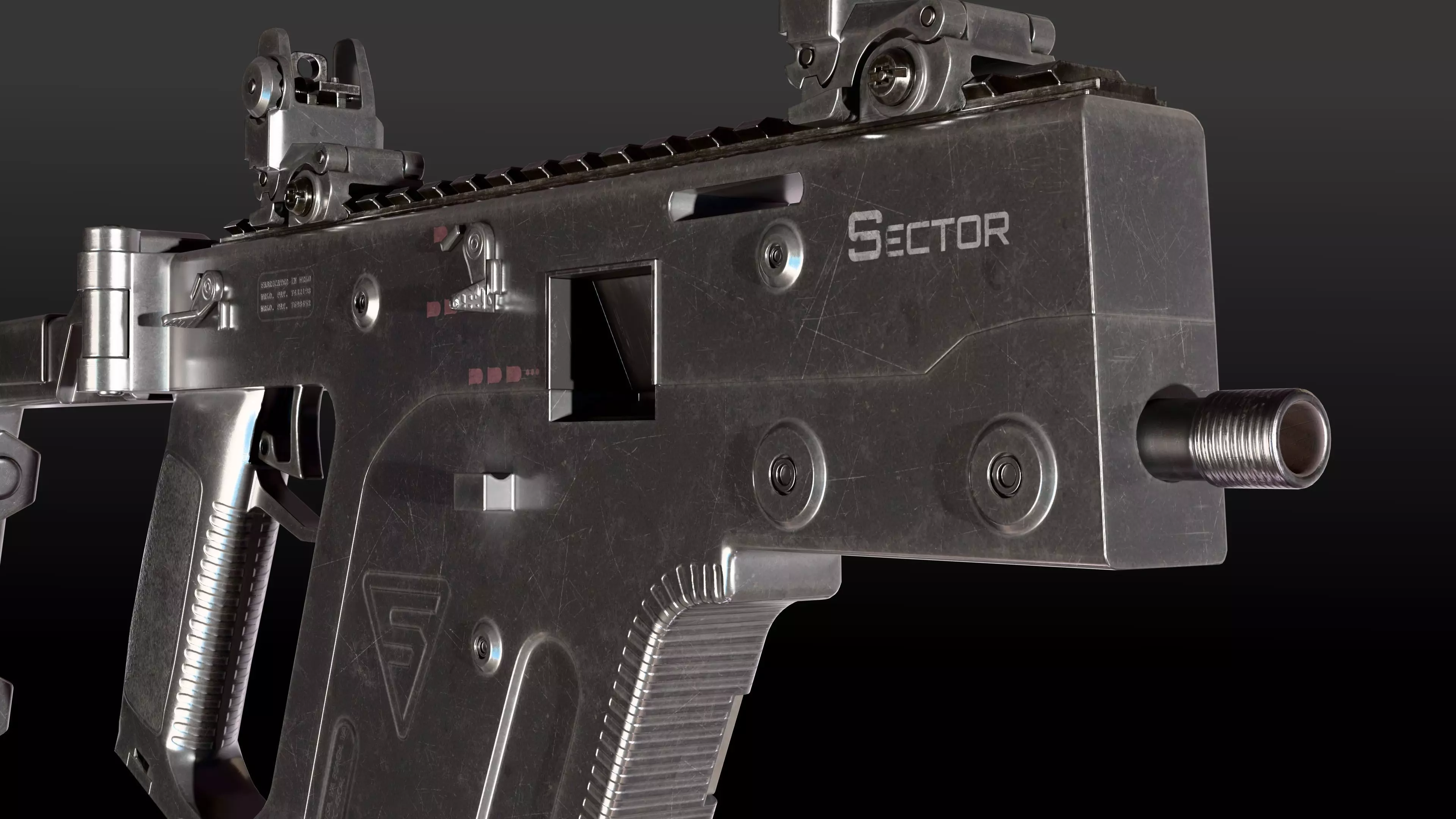 Submachine Gun 45 CAL Low-poly 3D model_0