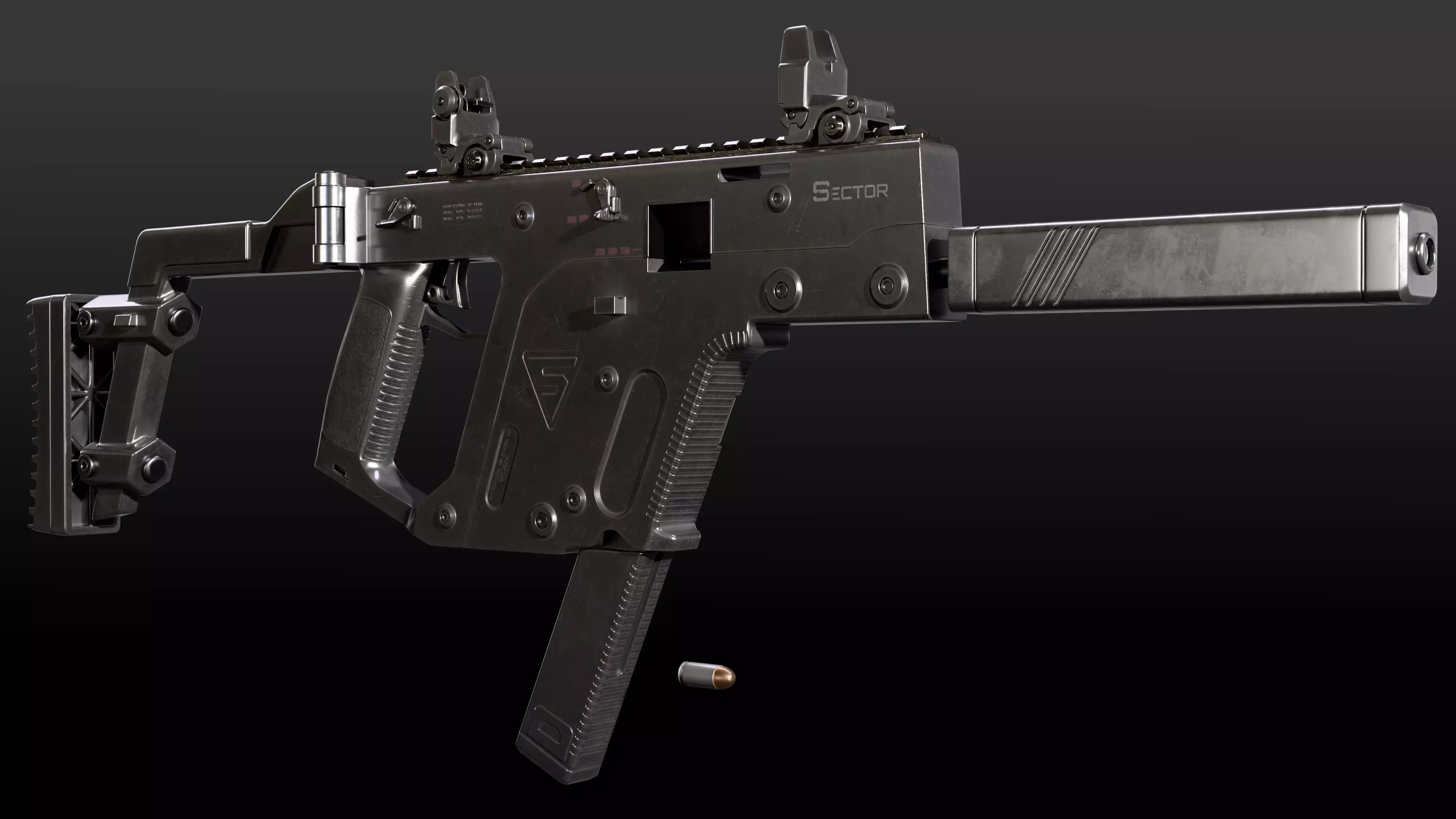 Submachine Gun 45 CAL Low-poly 3D model_2