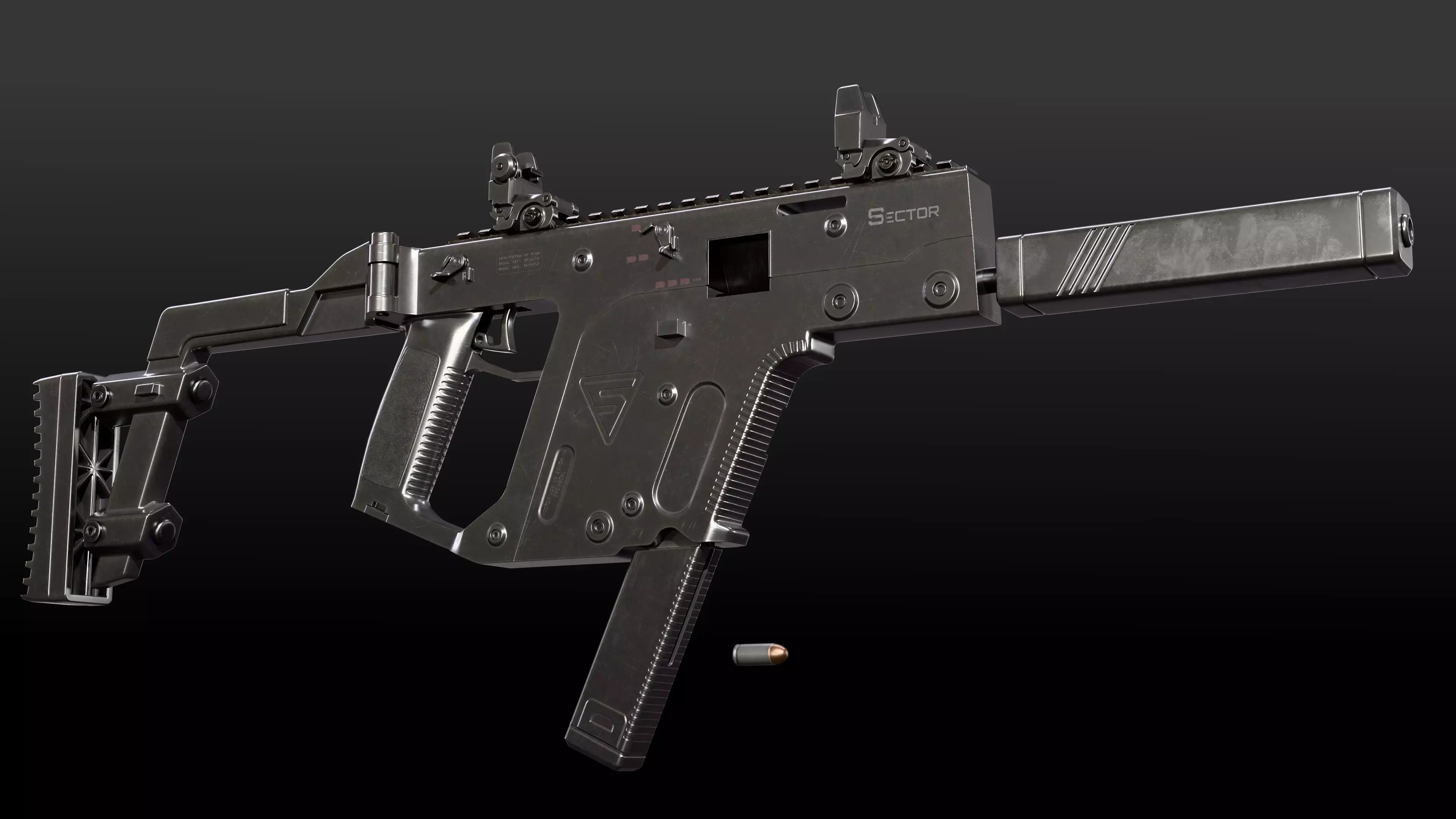 Submachine Gun 45 CAL Low-poly 3D model_4